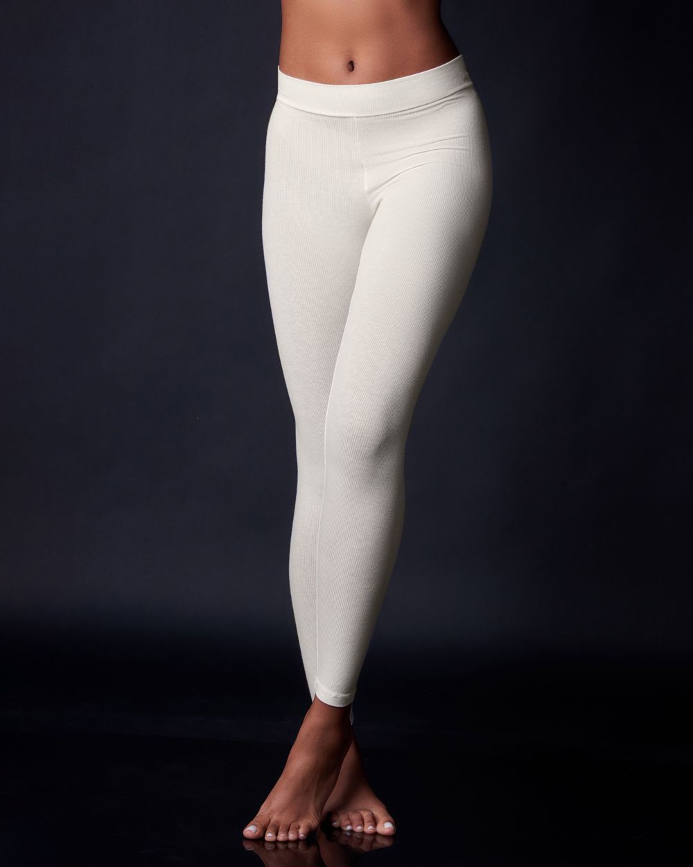 Collezione Privata Fine Rib Legging in white