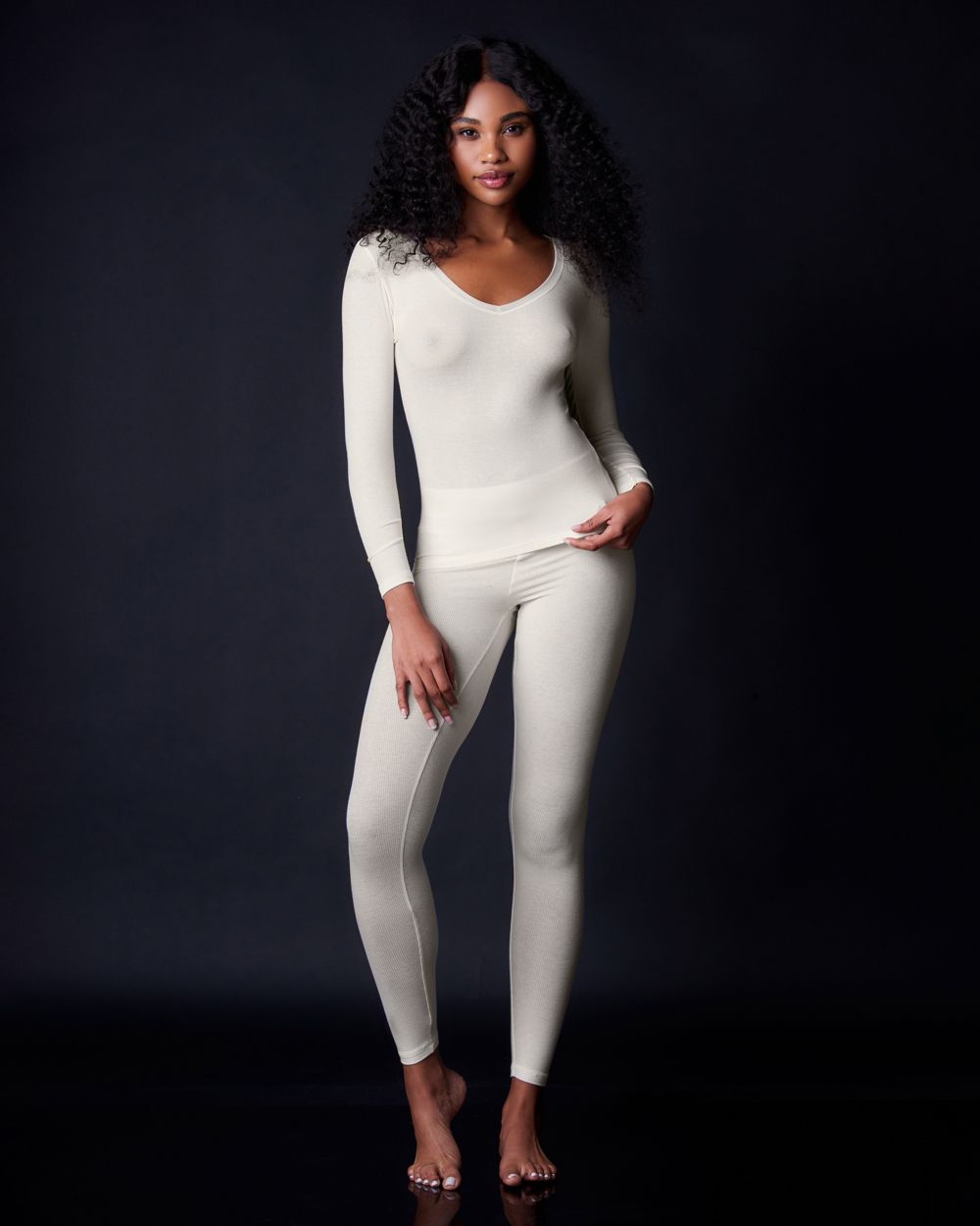 Collezione Privata Fine Rib Legging in white