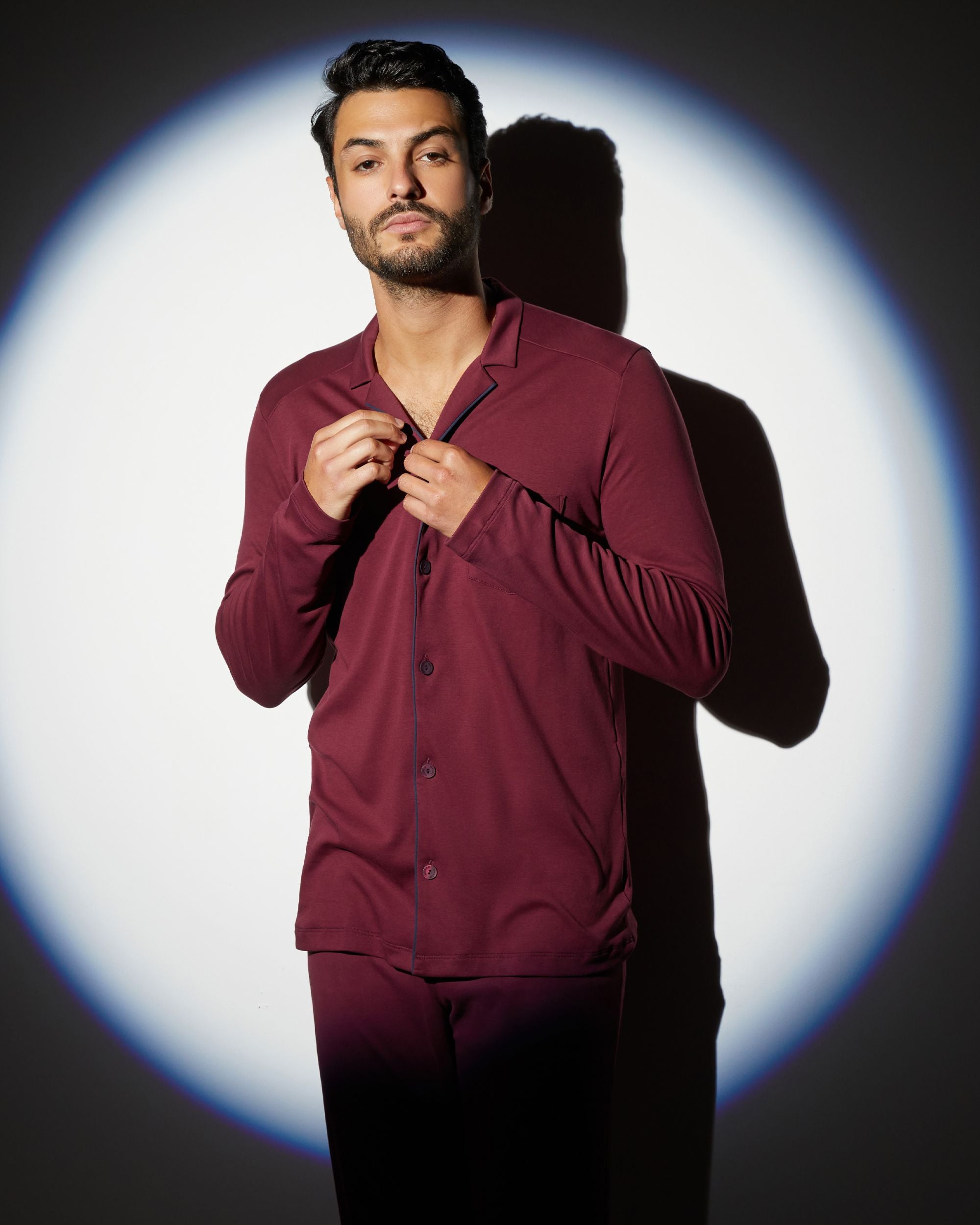Hanro Night and Day Long Sleeve Men's Pajama in red