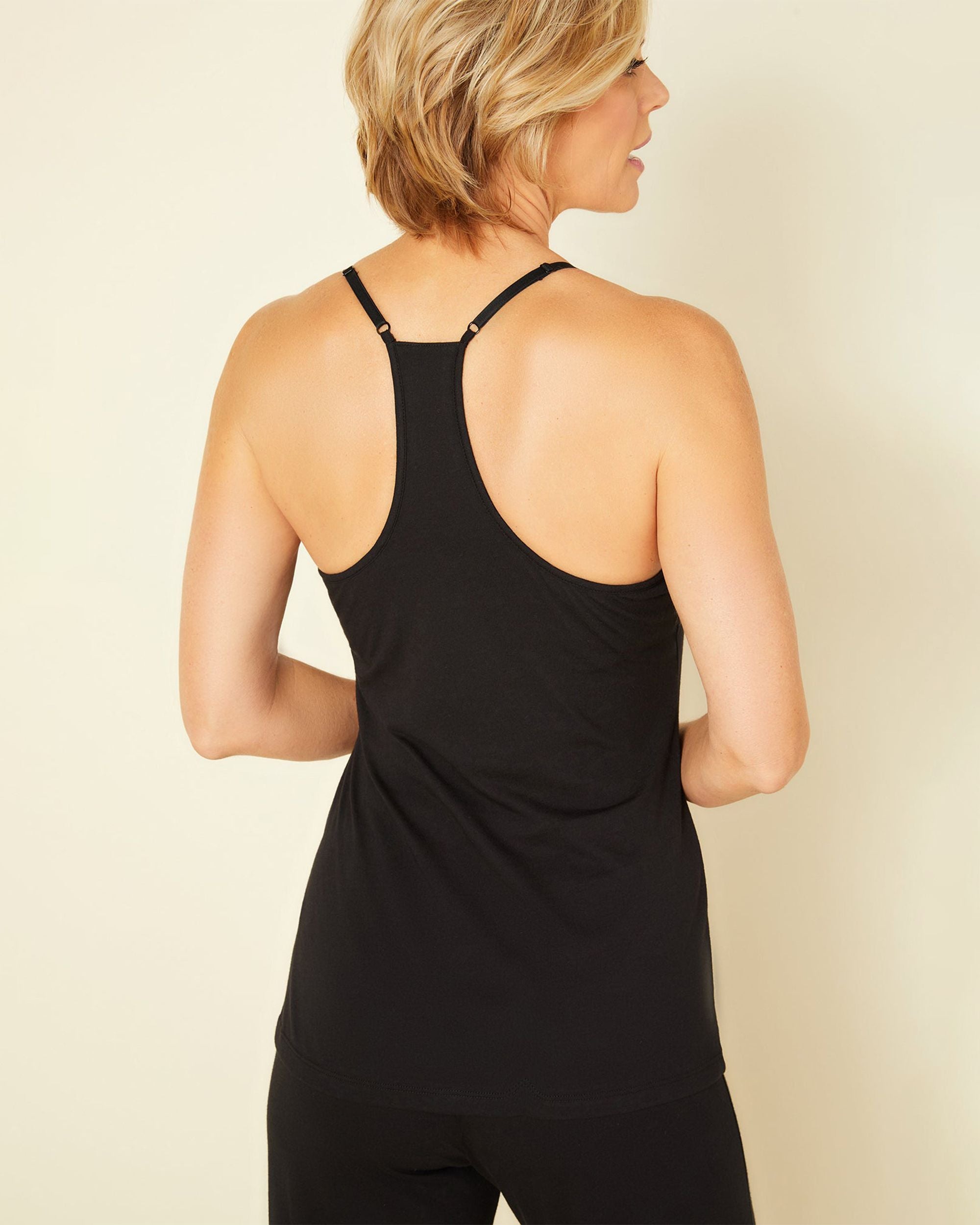 Cosabella Bella Curvy Racerback Cami, Pant & Robe Set in black