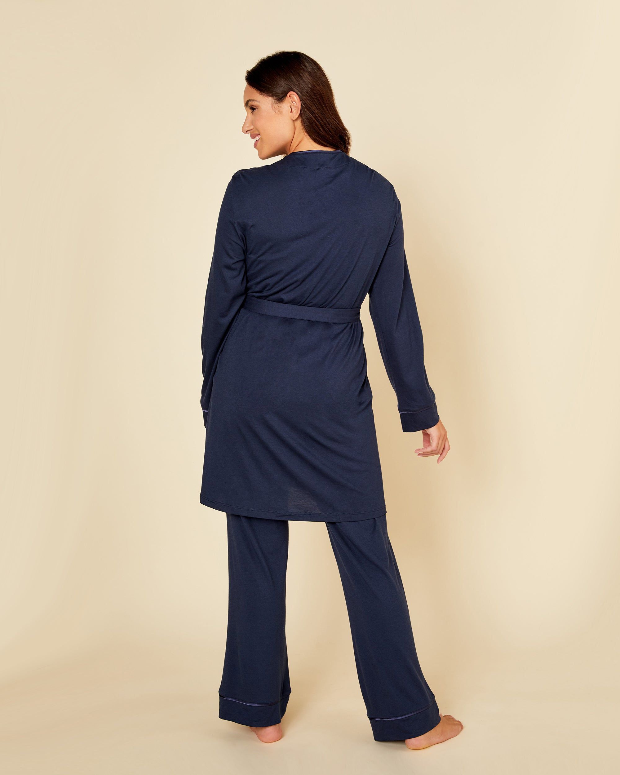 Cosabella Bella Curvy Racerback Cami, Pant & Robe Set in blue