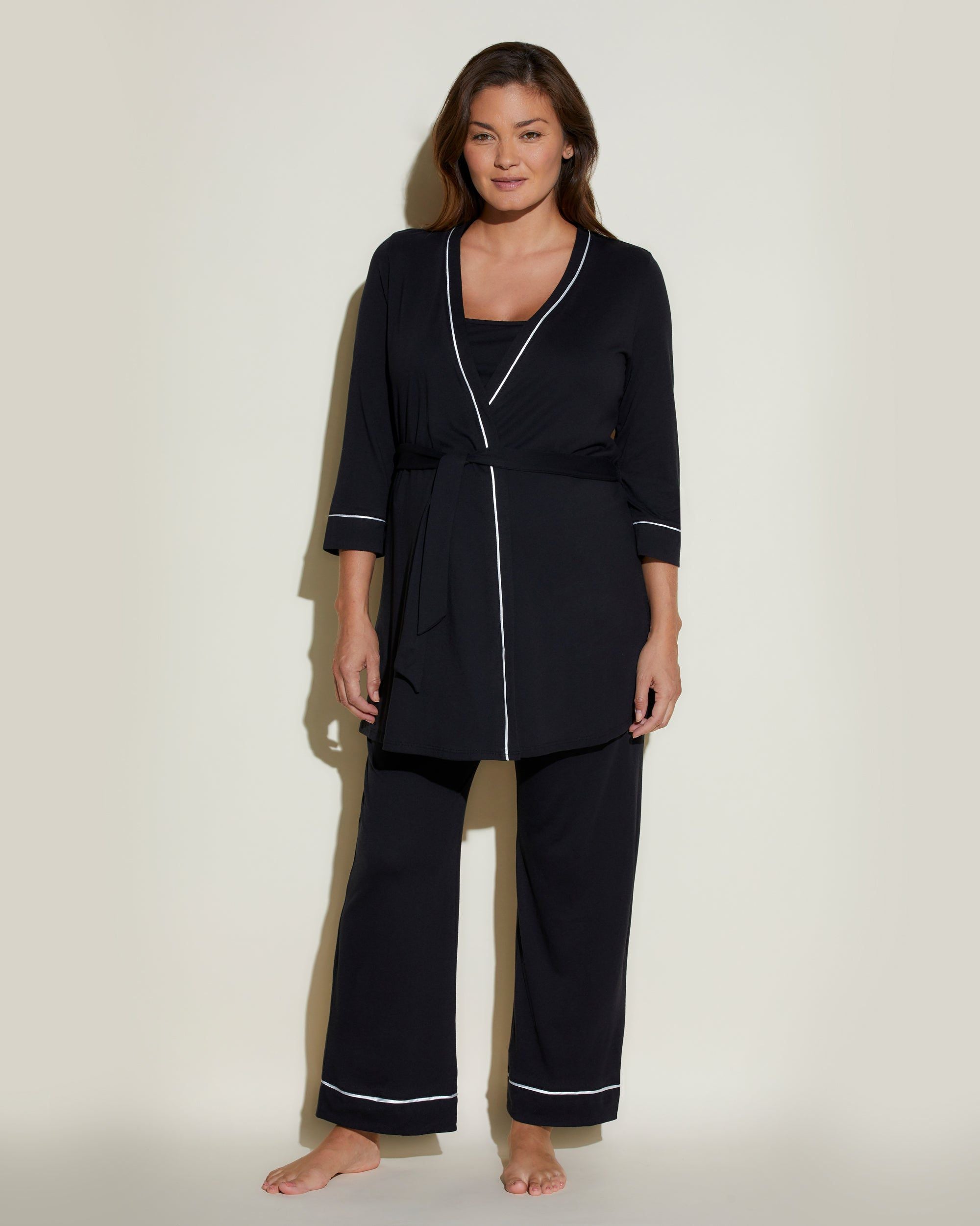 Cosabella Bella Maternity Let Sleep 3 Piece Pajama Set in black