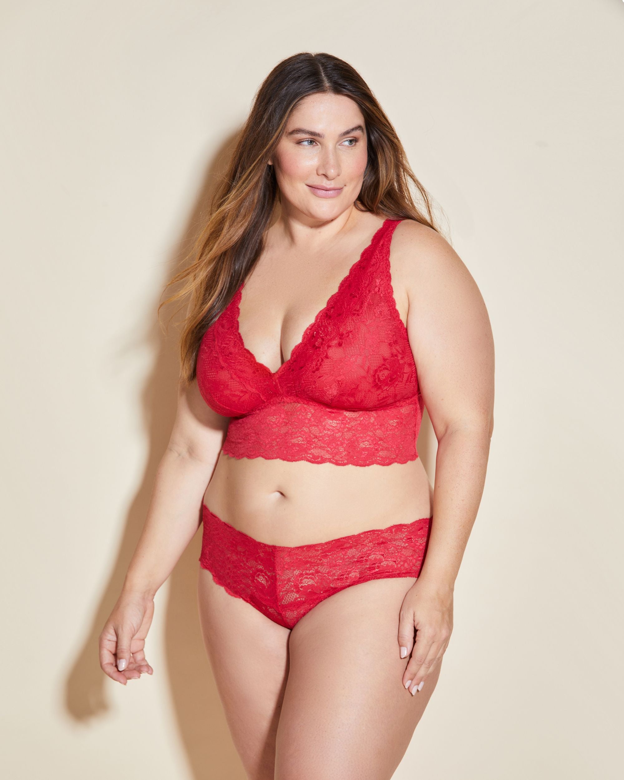Cosabella Never Say Never Extended Plungie Bralette in red
