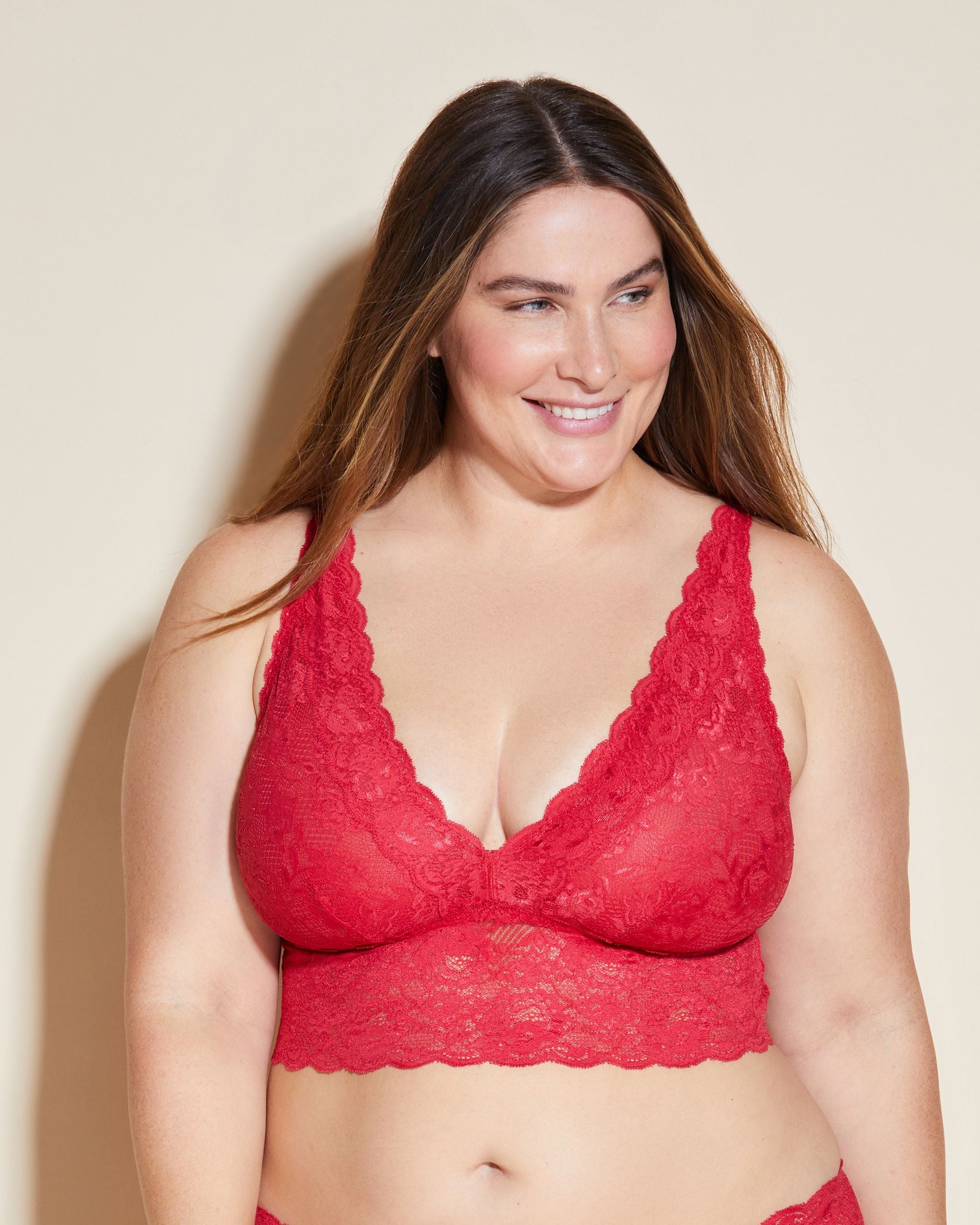 Cosabella Never Say Never Extended Plungie Bralette in red
