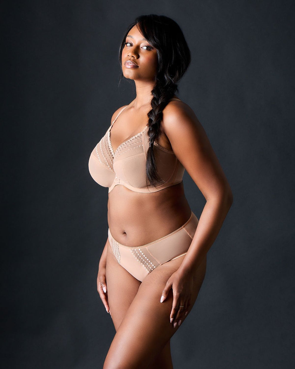Elomi Matilda Underwire Plunge Bra in beige