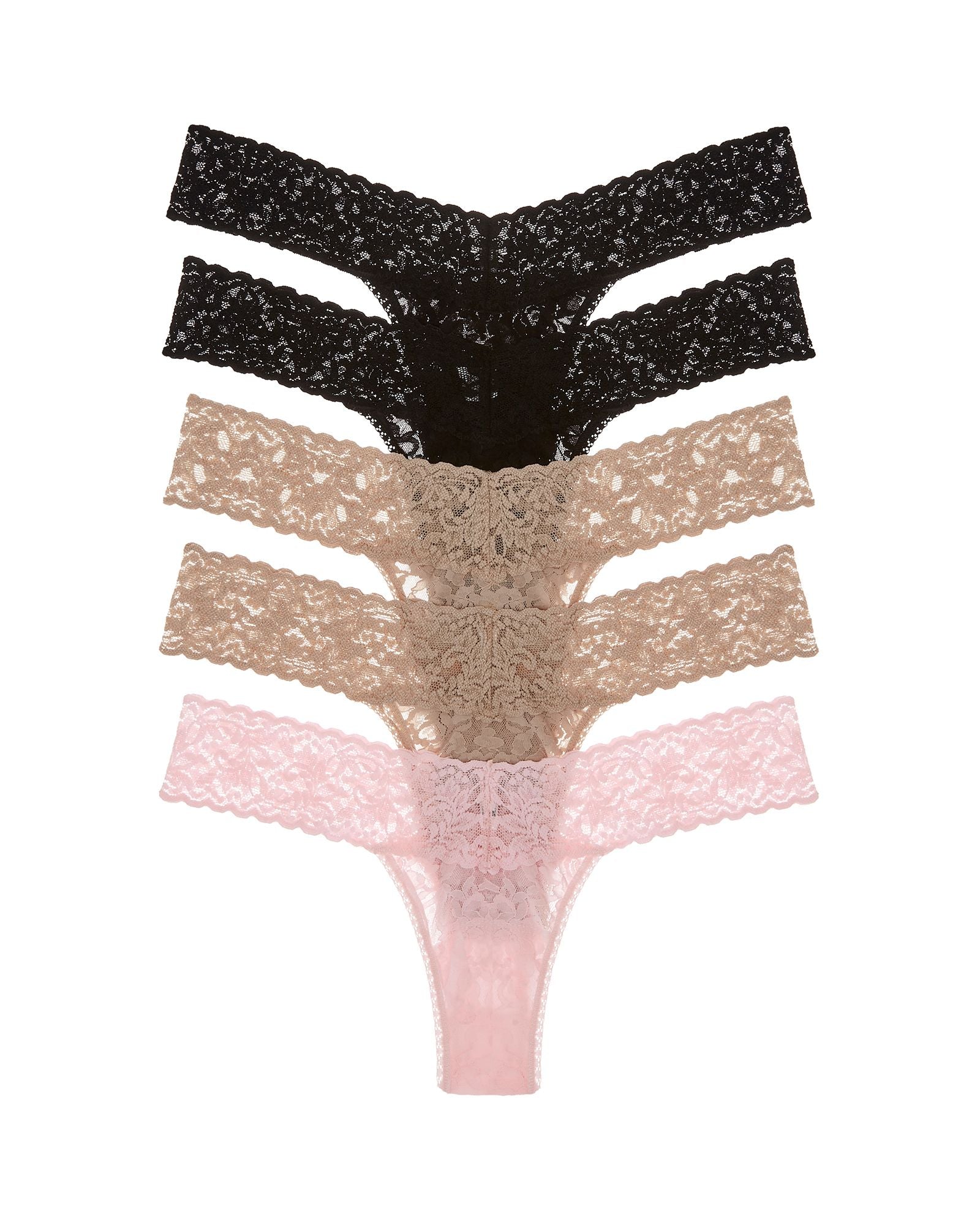 Hanky Panky Signature Lace Low Rise Thong 5-Pack in black