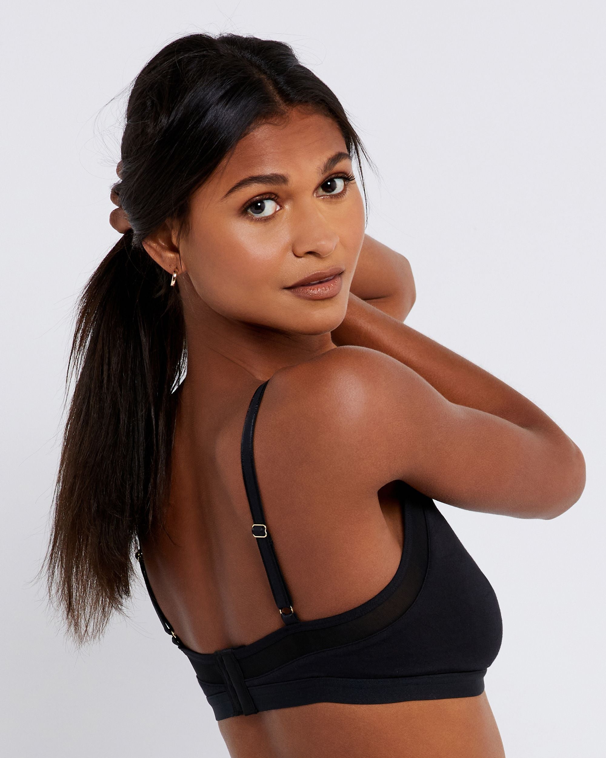 Pea In the Pod Mesh Trim Crossover Nursing Bra in black