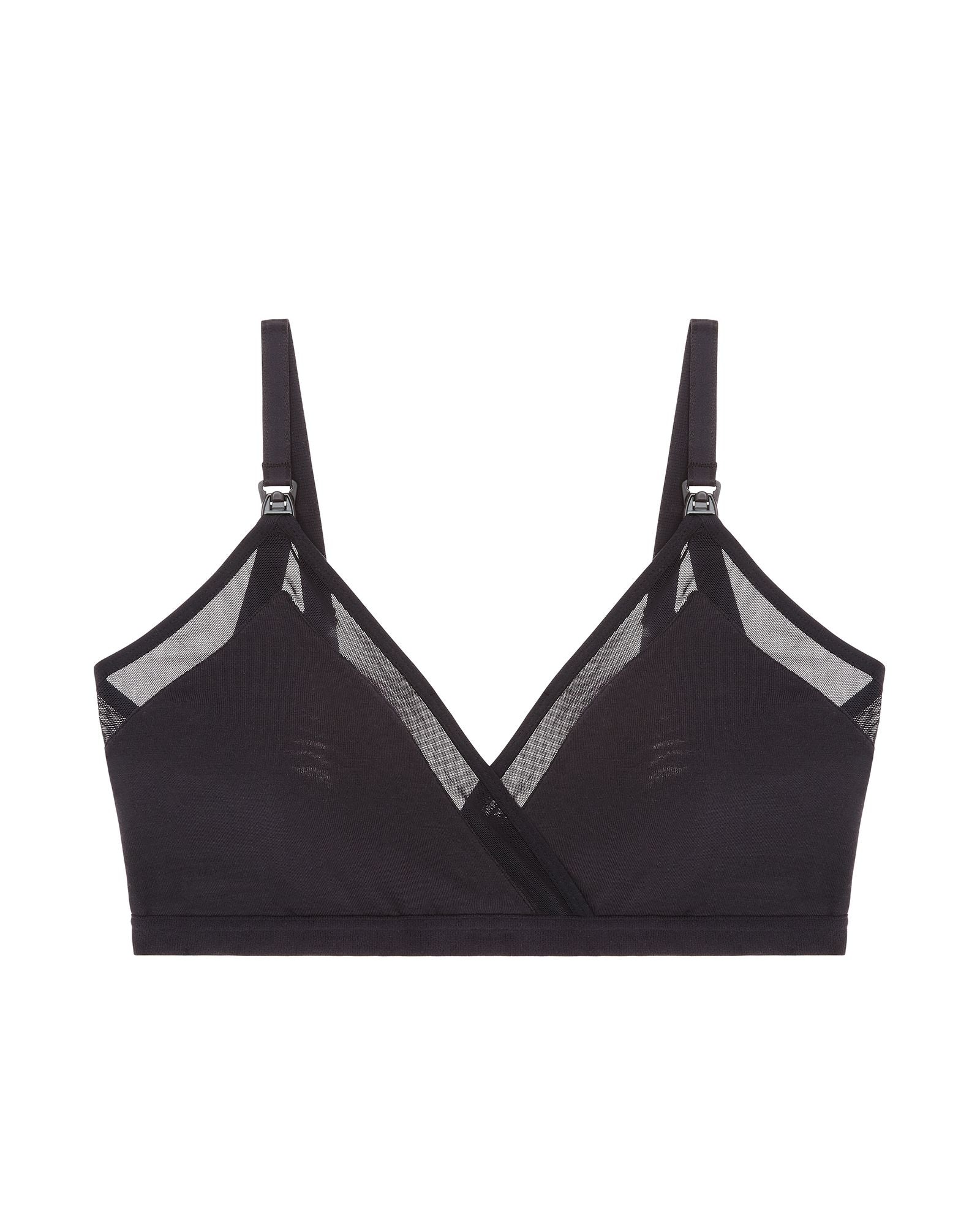 Pea In the Pod Mesh Trim Crossover Nursing Bra in black