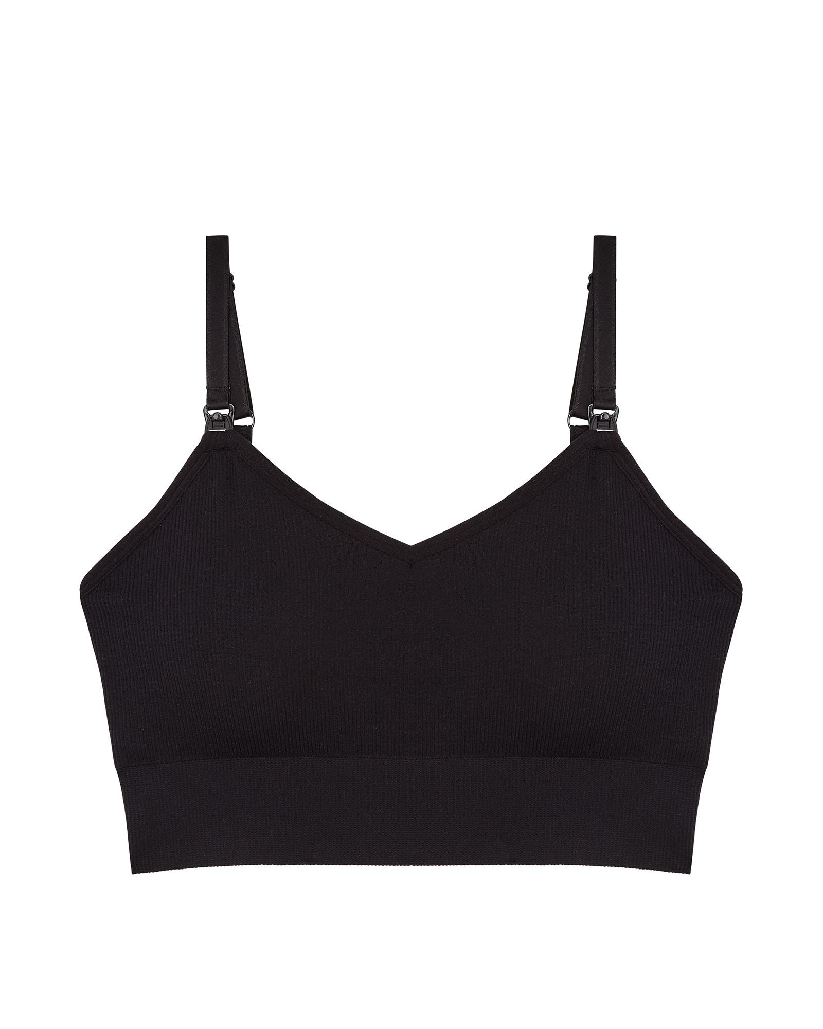 Motherhood Maternity Seamless Rib Knit Nursing Soft Bra in black