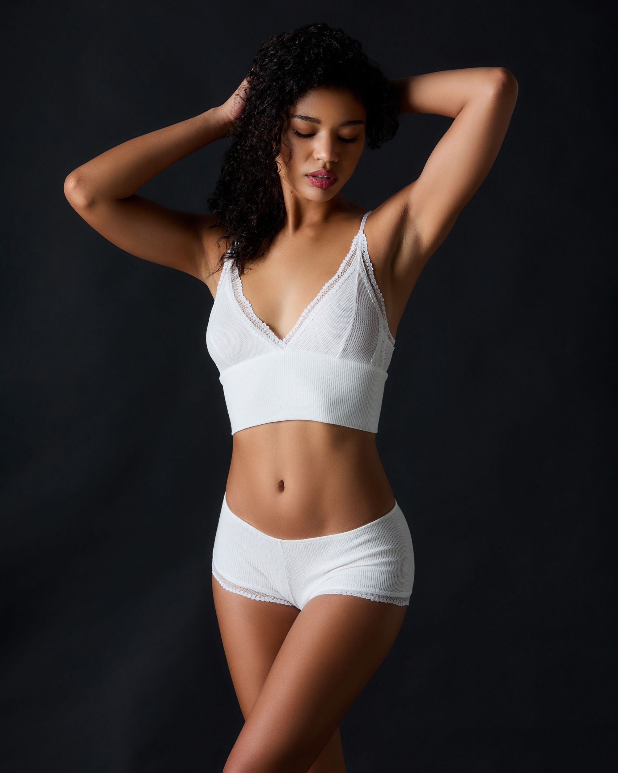 Only Hearts Bella Feather Weight Thermal Crop Cami in white