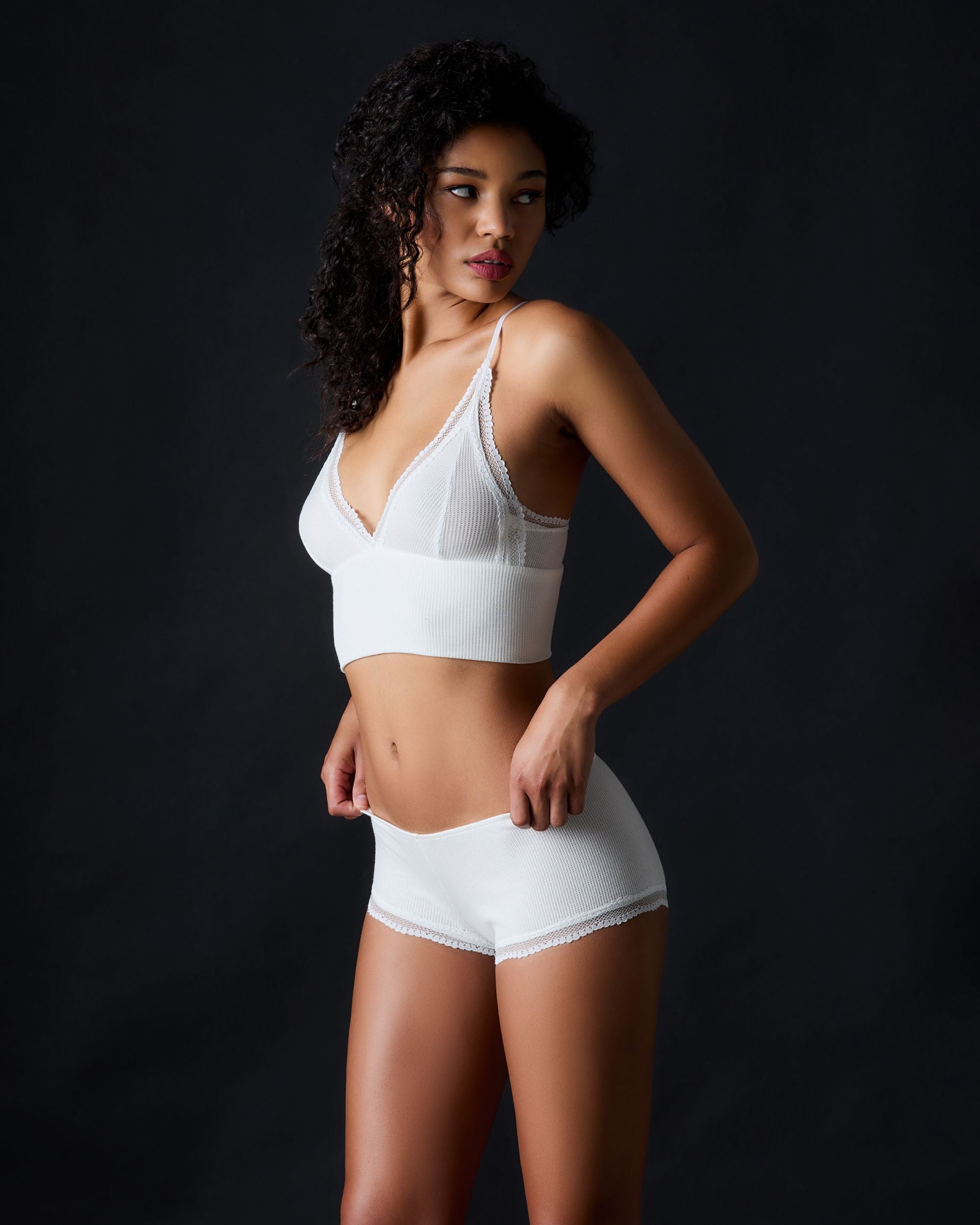 Only Hearts Bella Feather Weight Thermal Crop Cami in white