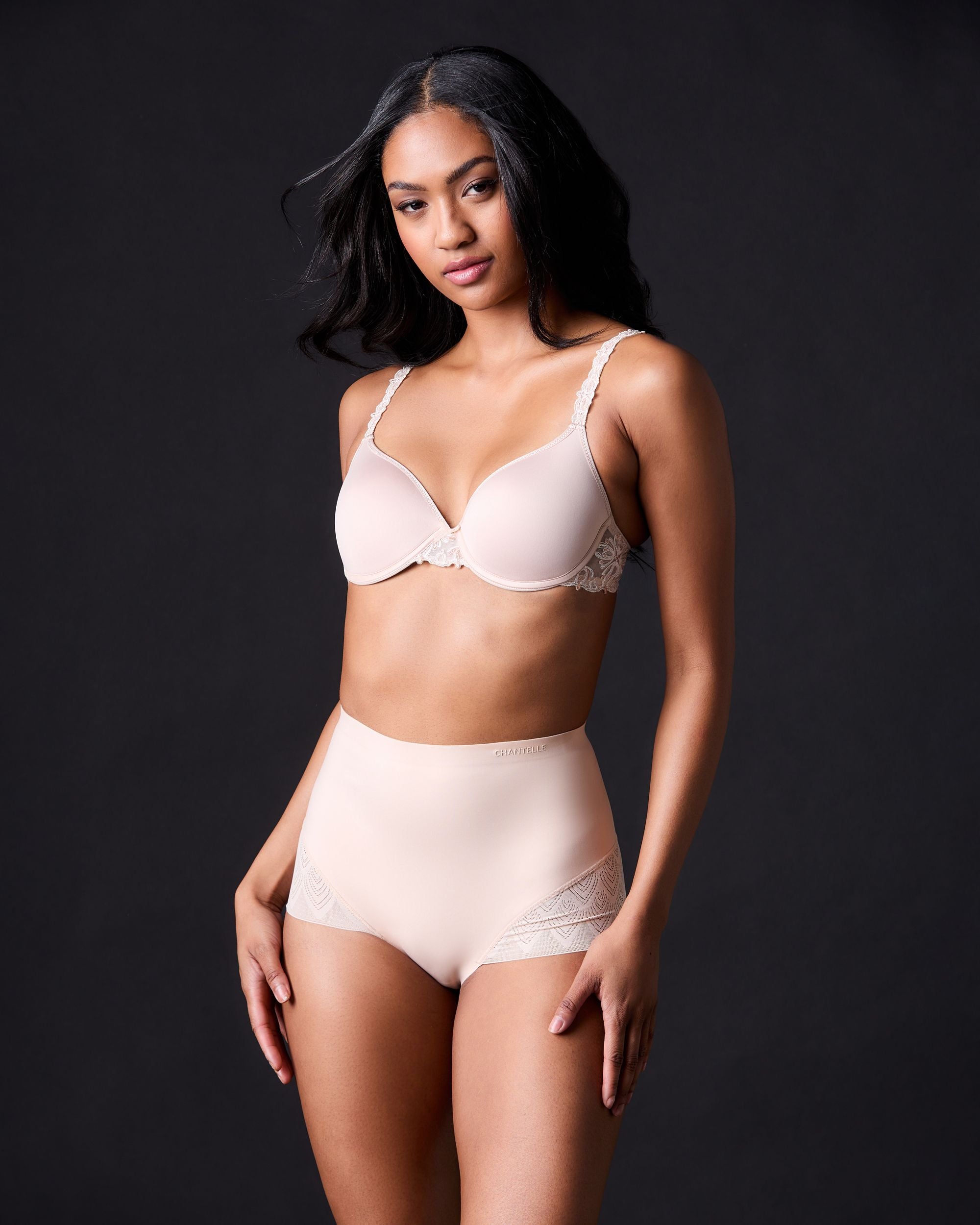 Chantelle Lace Shapewear High Waist Shaper Brief in beige