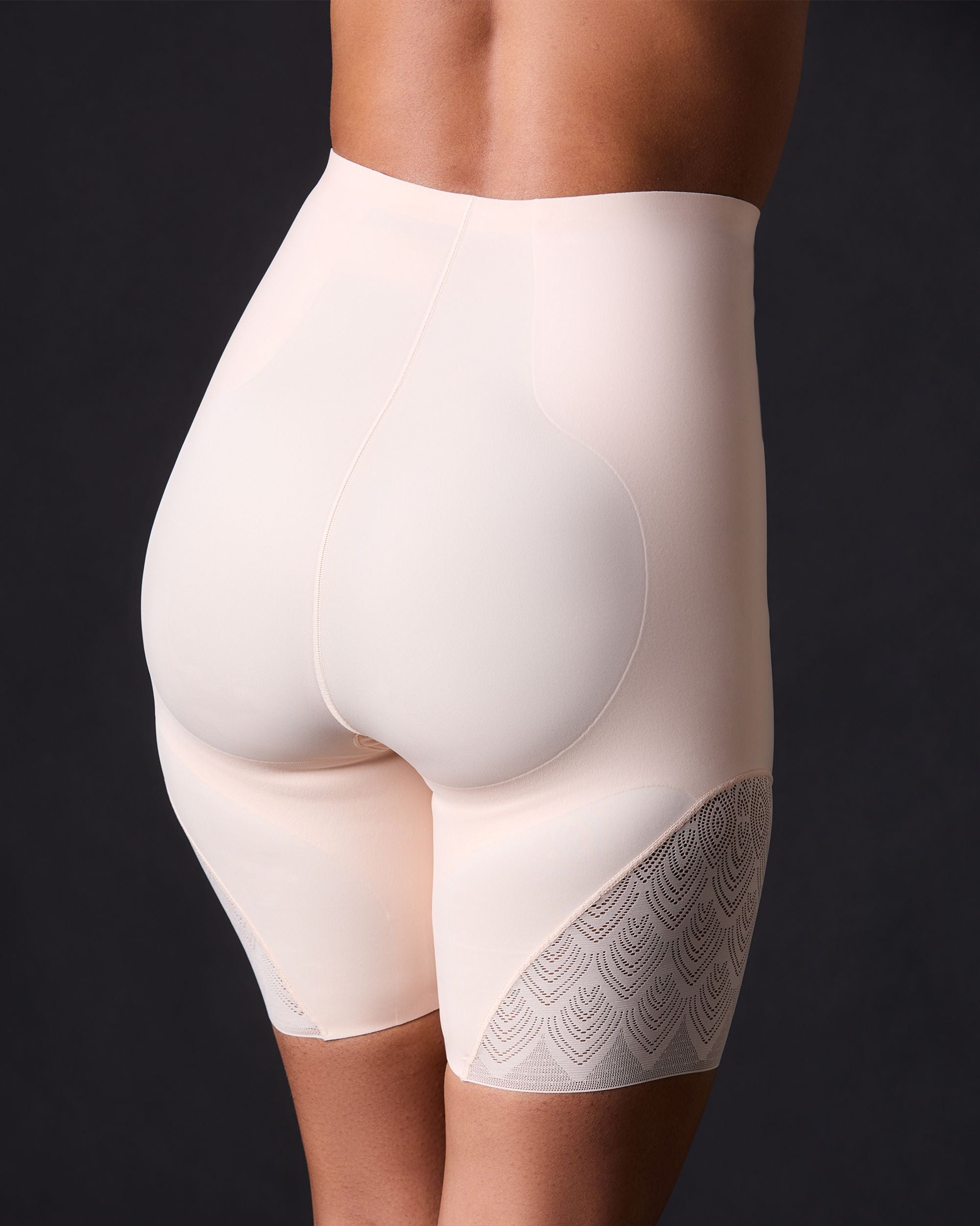 Chantelle Lace Shapewear High Waist Mid-Thigh Shaper in beige