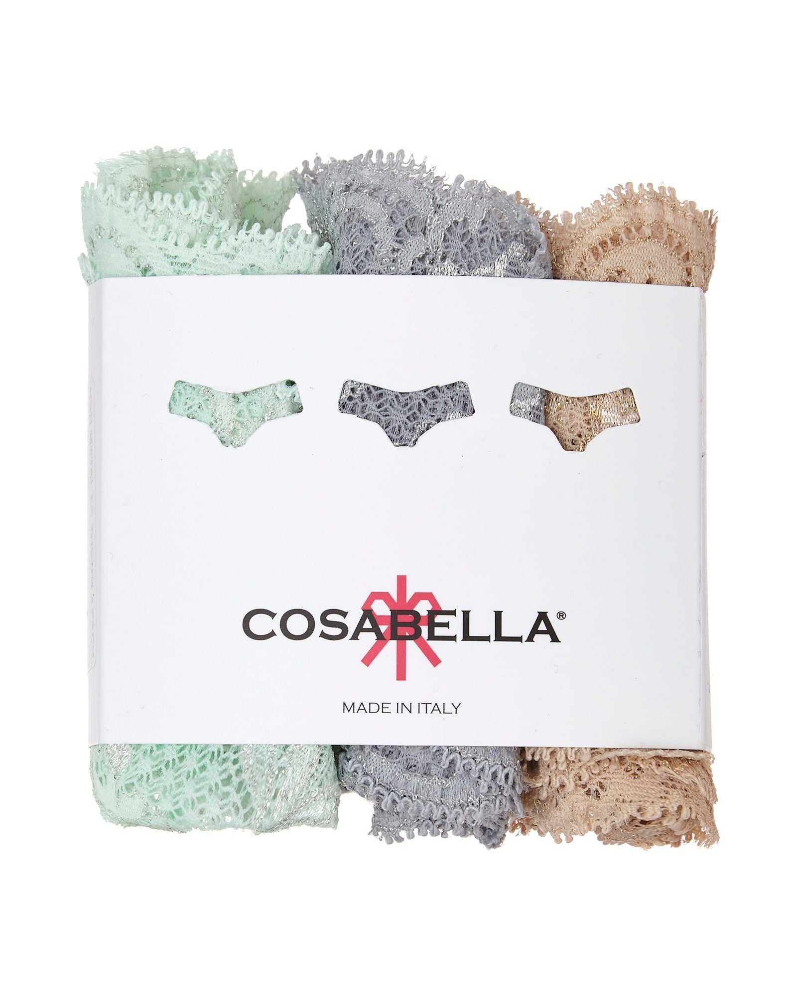 Cosabella Never Say Never Metallics Cutie 3 Pack in metallics