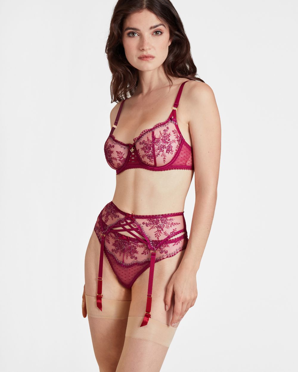 Aubade Tresor Infini Suspender in red