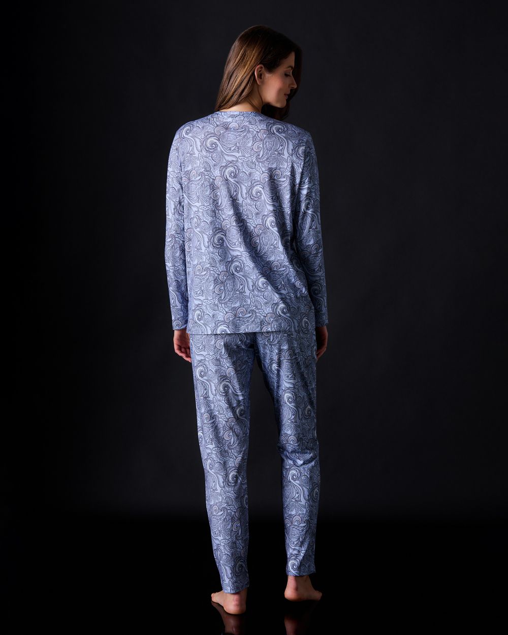 Hanro Jersey Print Jersey Pant in blue