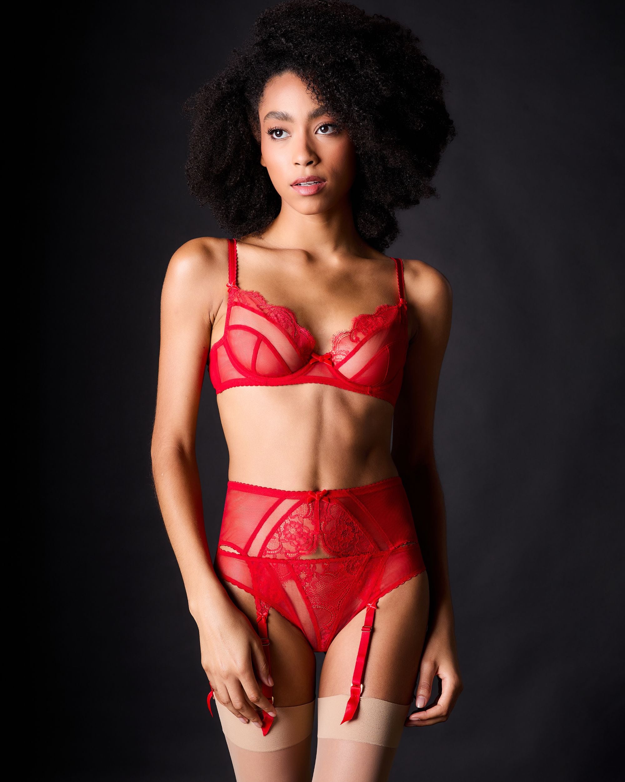 Dita Von Teese Muse Suspender Belt in red