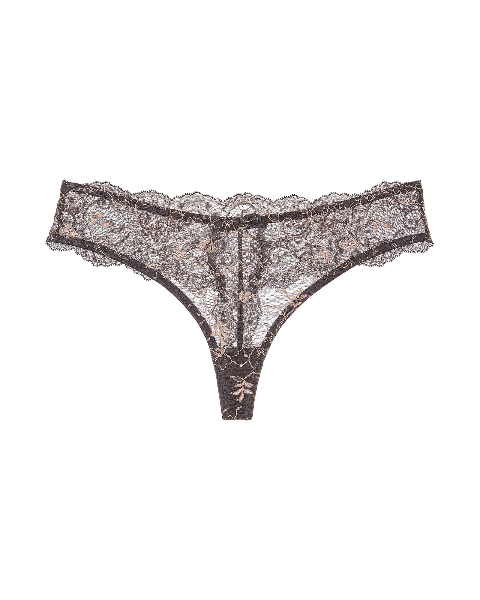 Samantha Chang All Lace Amour Thong in brown