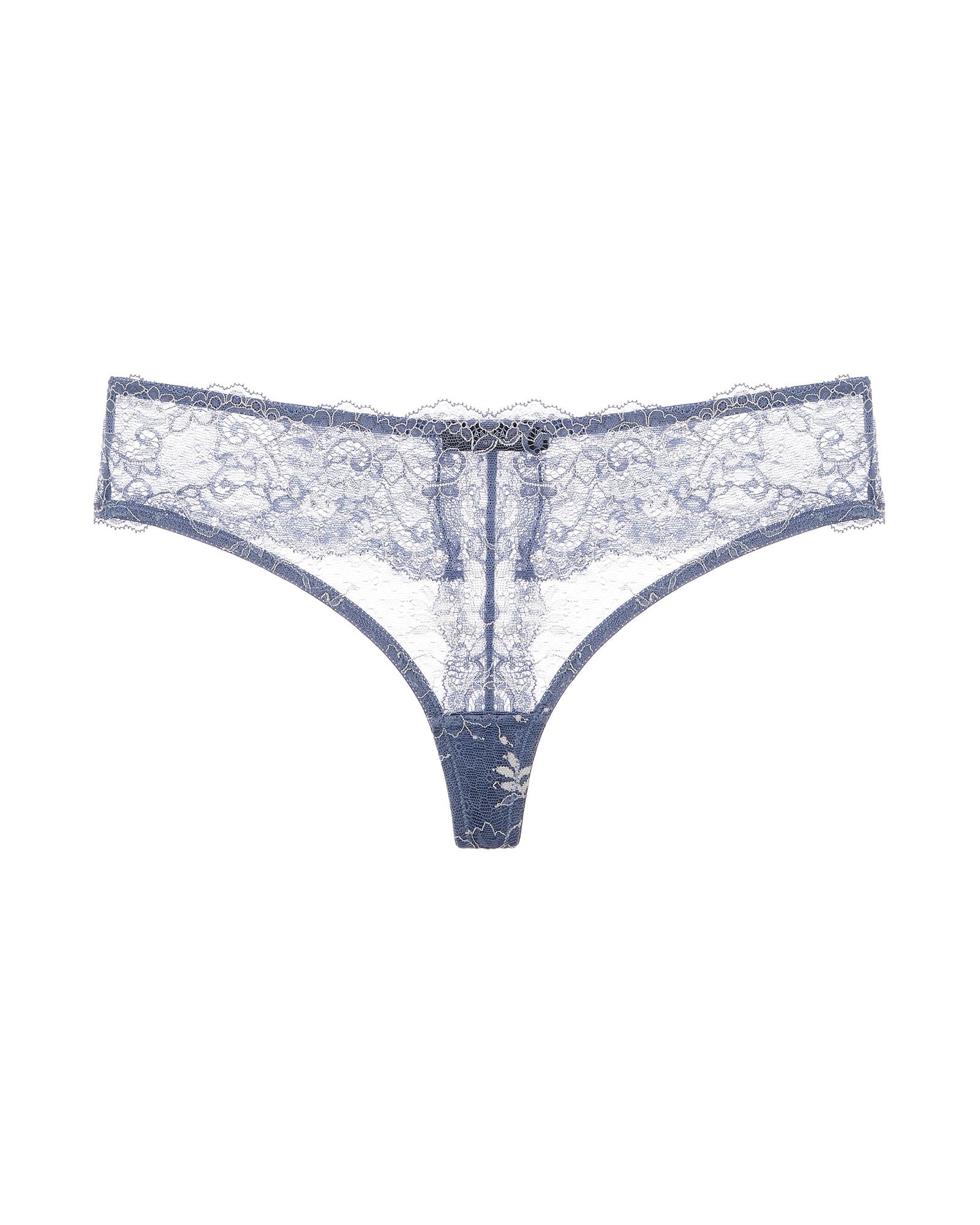 Samantha Chang All Lace Amour Thong in blue