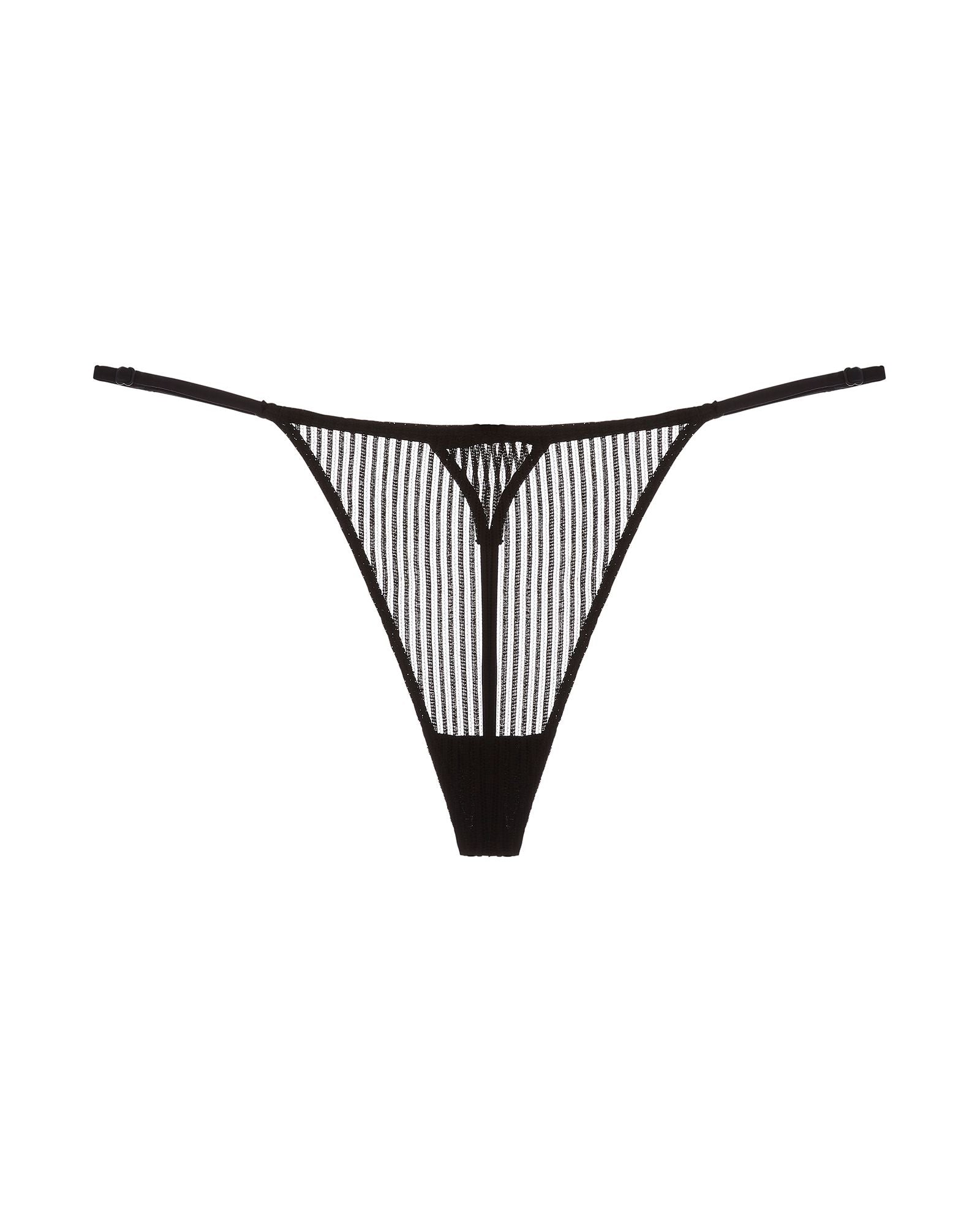 Kiki de Montparnasse Striped Lace G-String in black