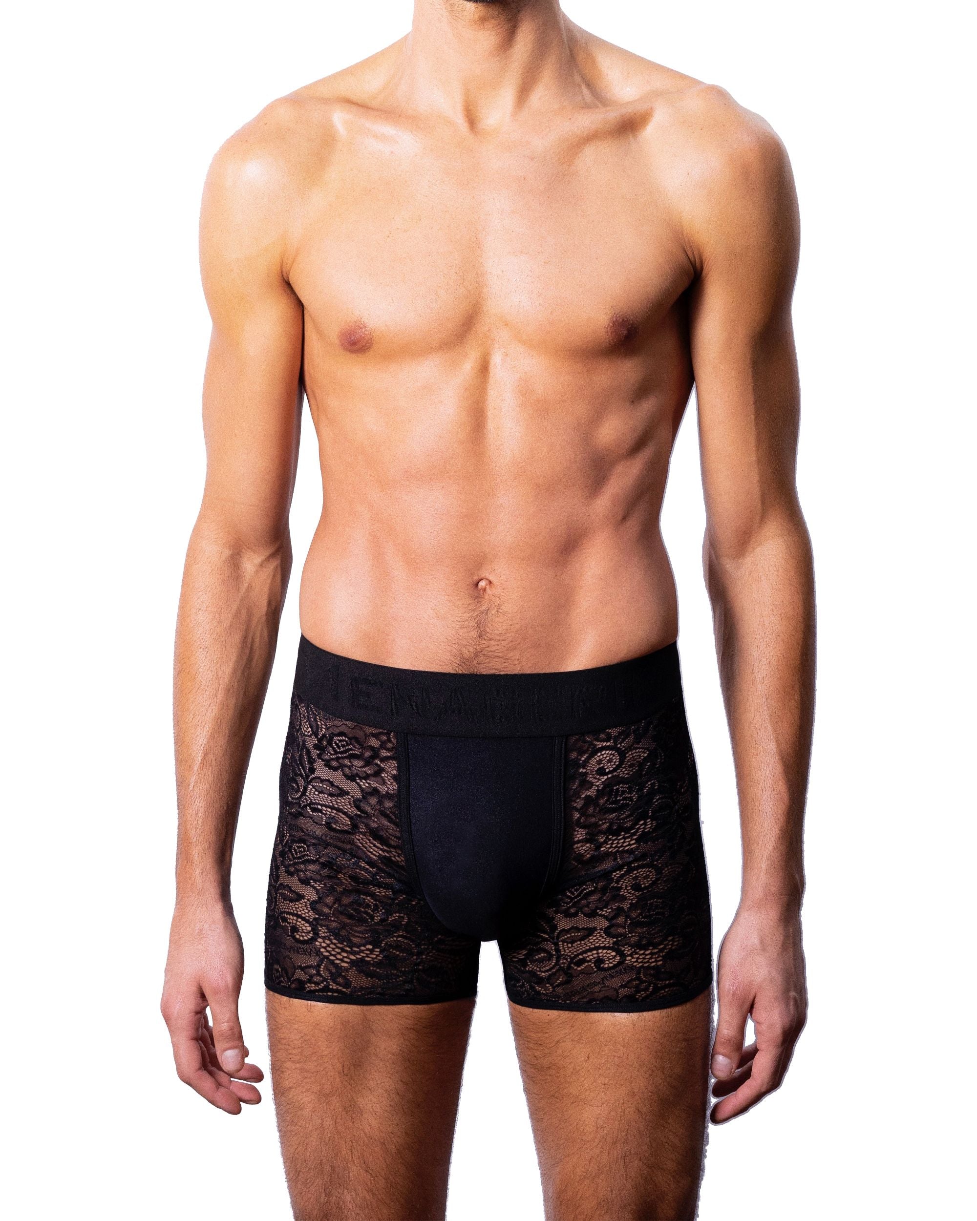 Menagerie Core Lace Boxer Brief in black