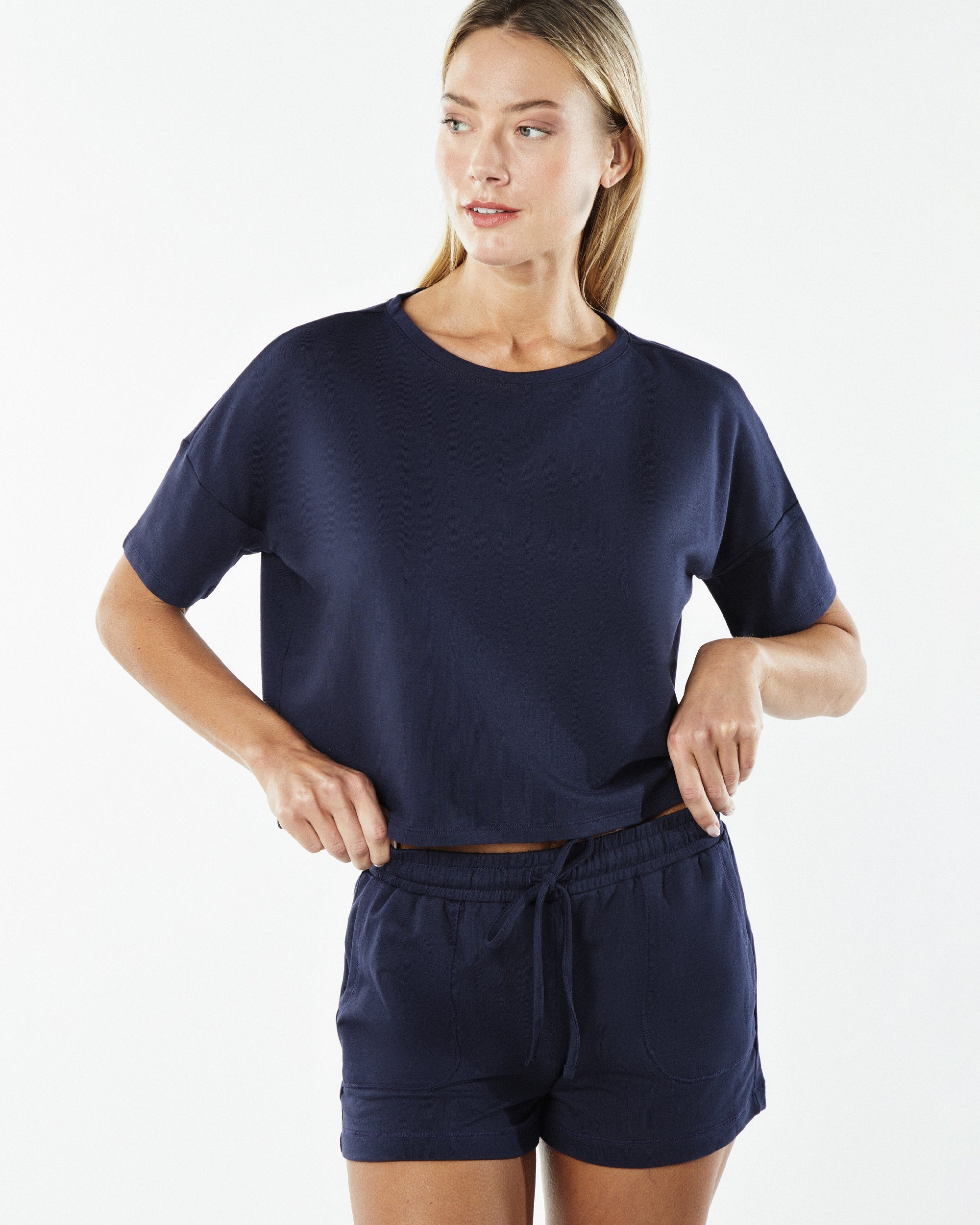 Journelle Portia Boxy Lounge Short in blue