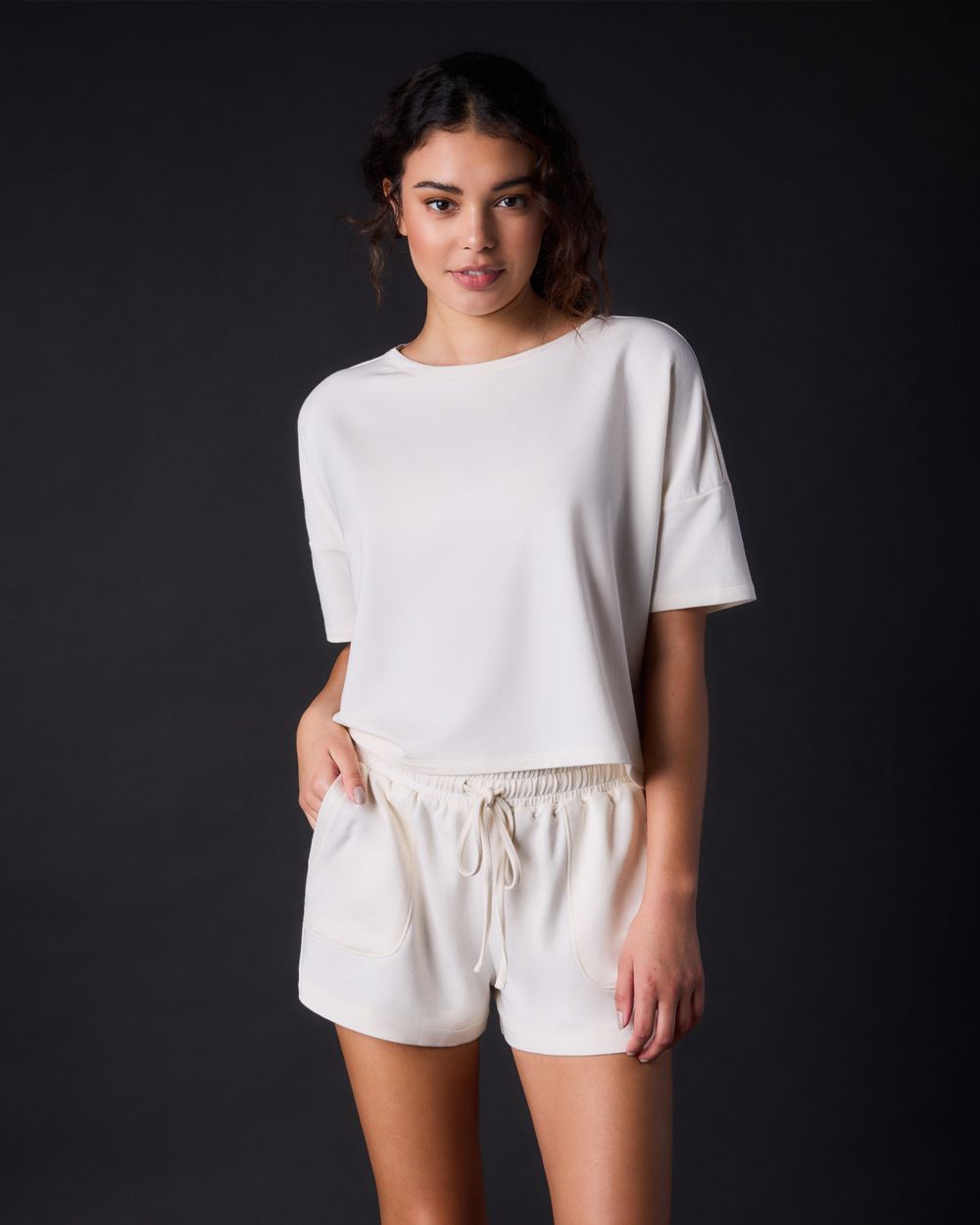 Journelle Portia Boxy Lounge Short in white