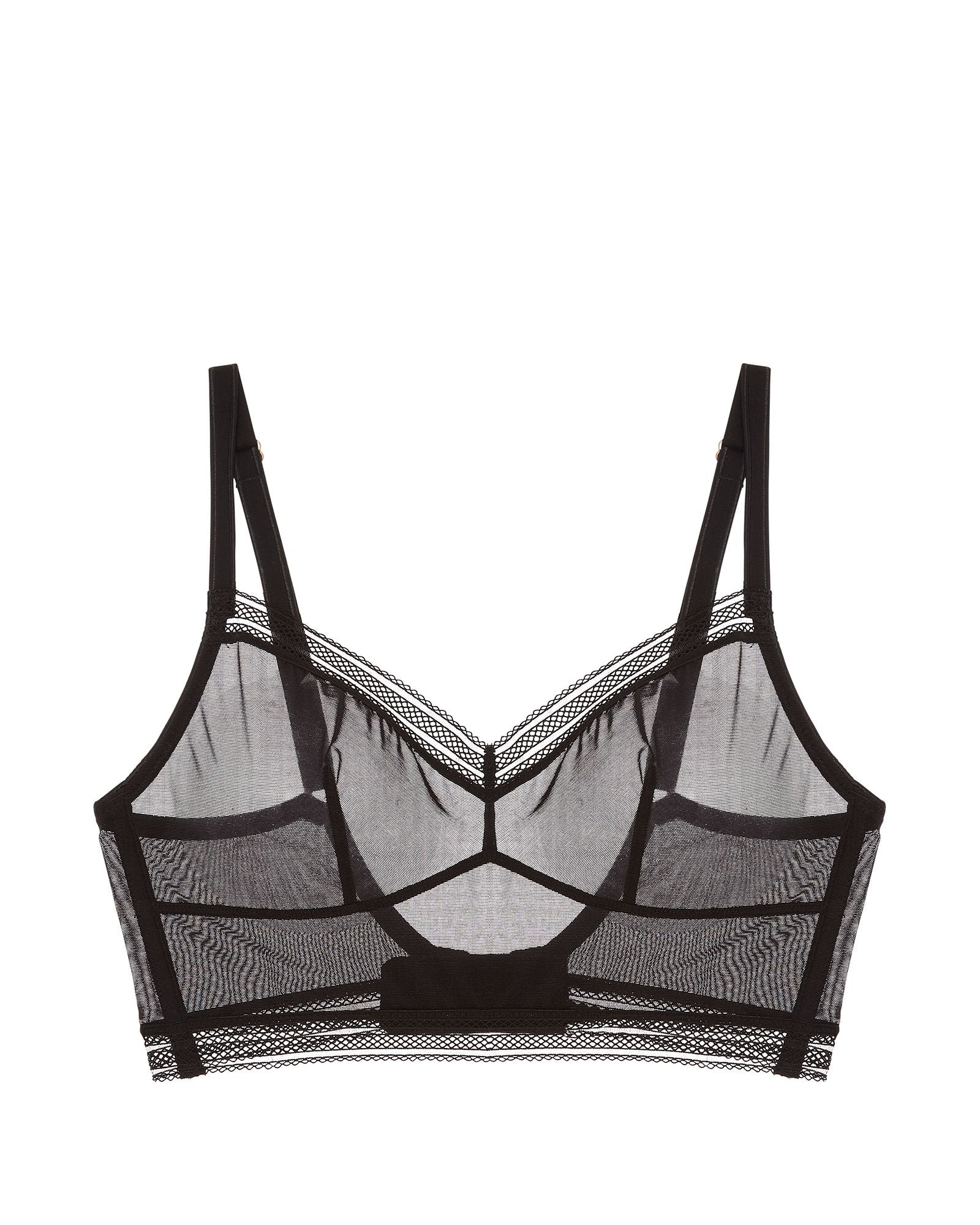 Samantha Chang Jet Set Mesh Longline Bra in black