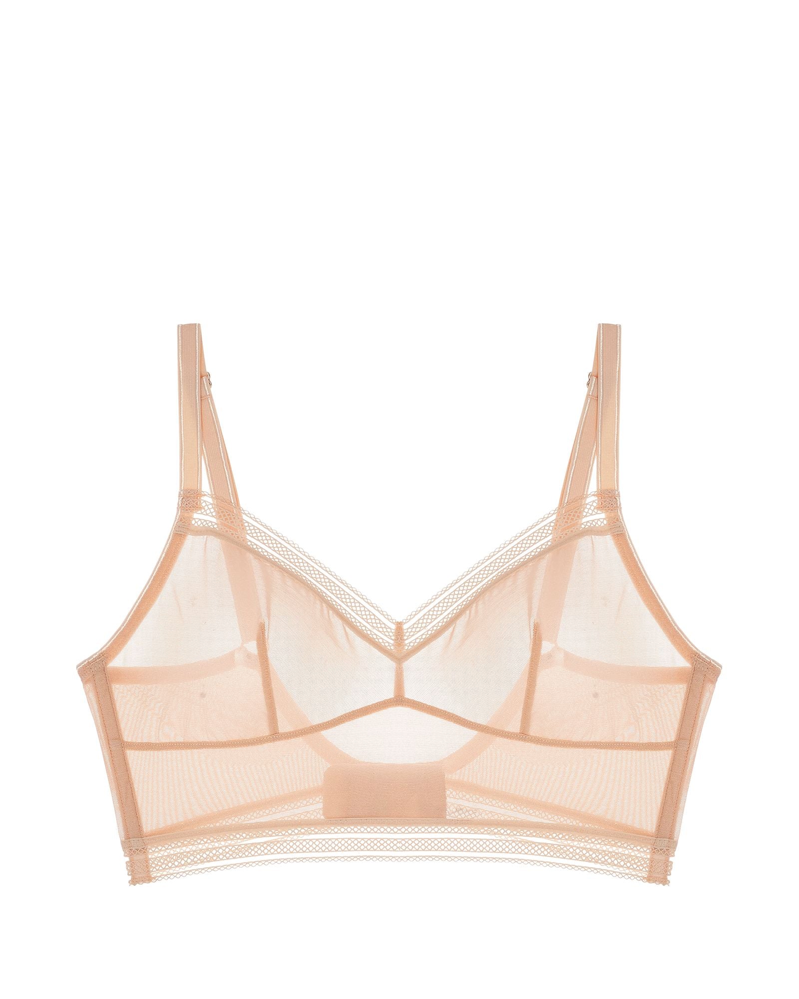 Samantha Chang Jet Set Mesh Longline Bra in beige