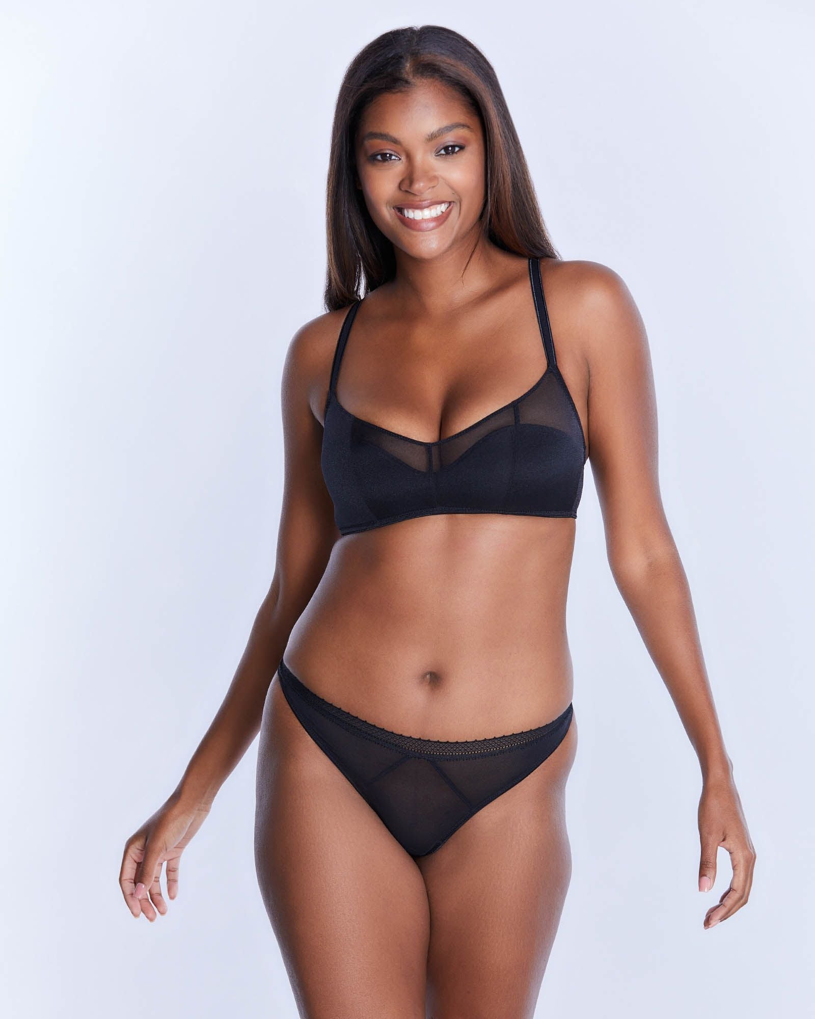 Samantha Chang Jet Set Mesh Thong in black