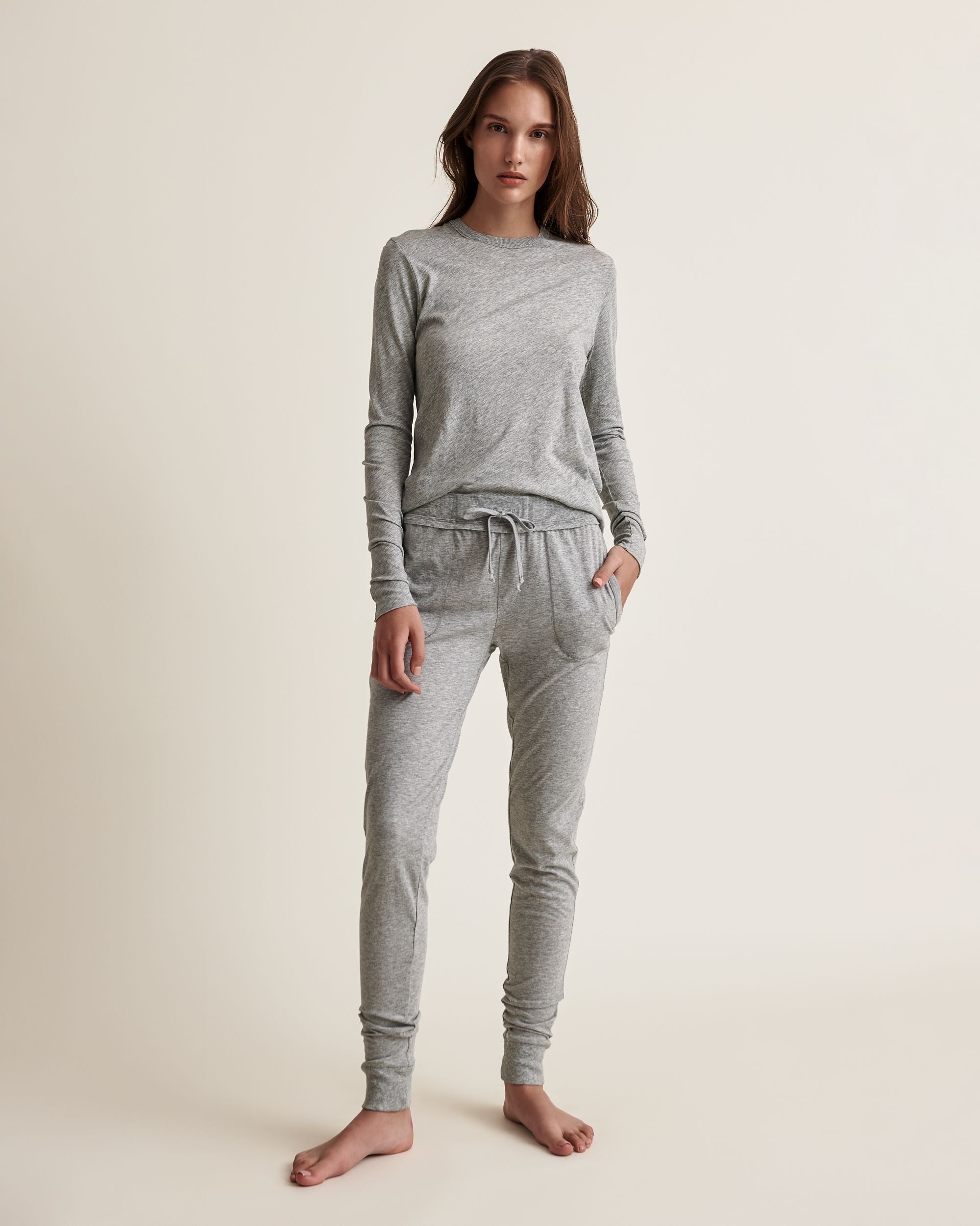 Skin Organic Pima Cotton Long Sleeve Tee in gray