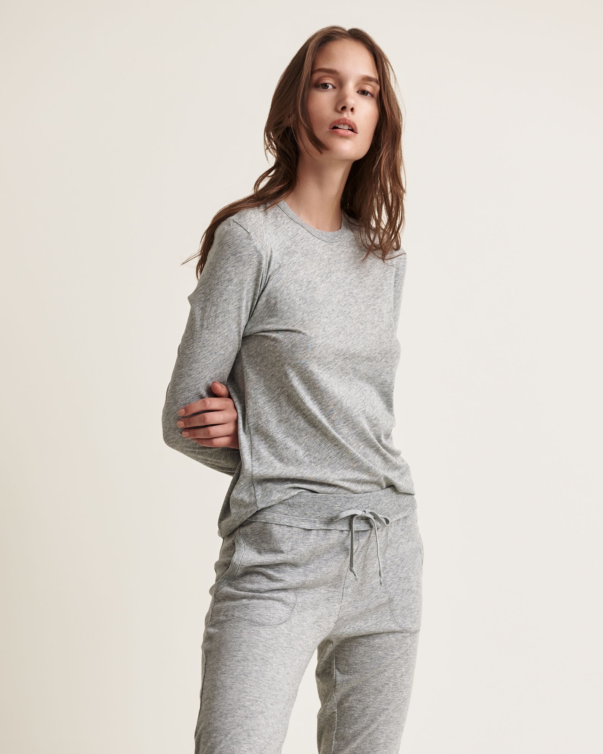 Skin Organic Pima Cotton Long Sleeve Tee in gray