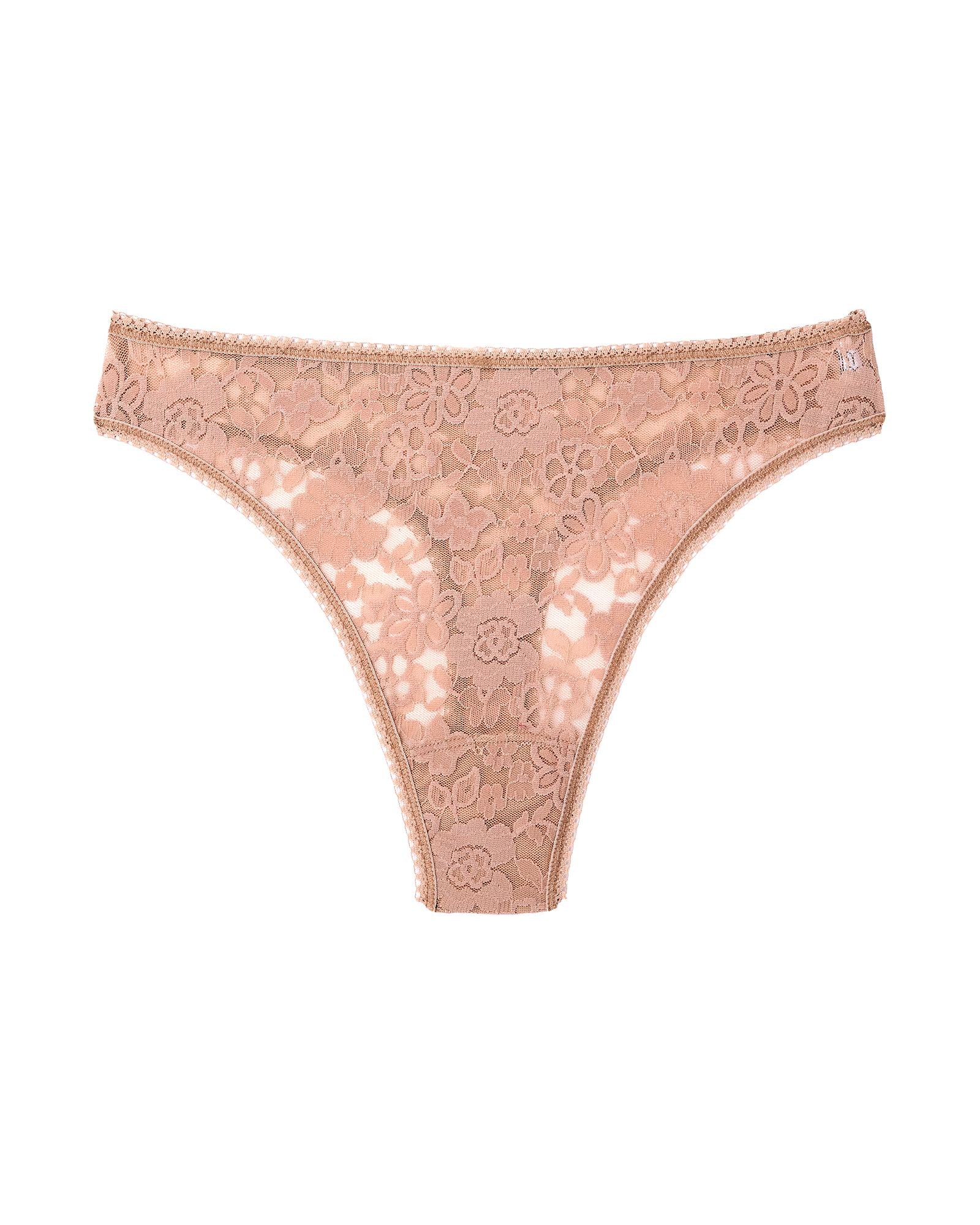 Hanky Panky Daily Lace High Cut Thong in beige