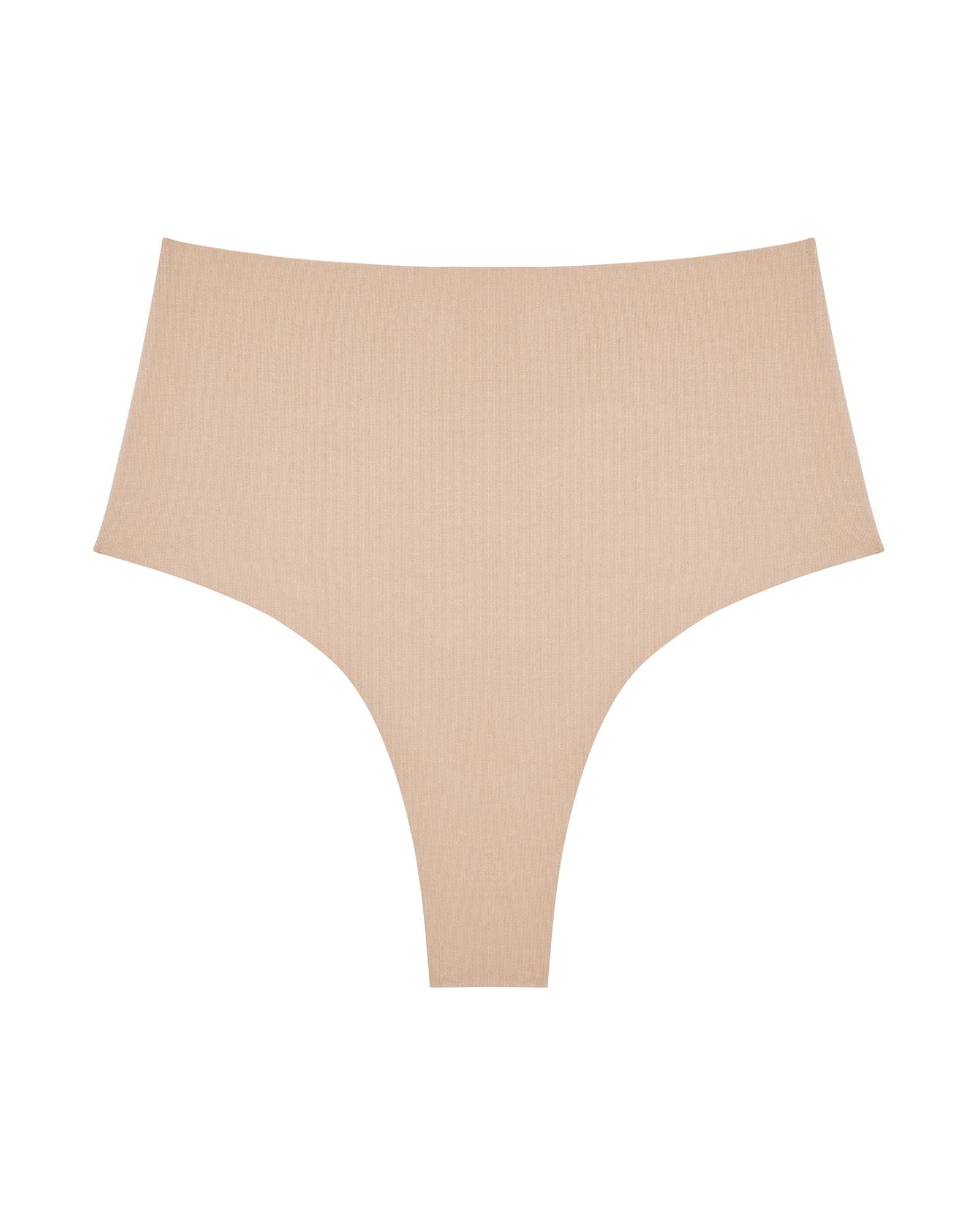 Panty Promise Organic Cotton High Rise Thong in beige