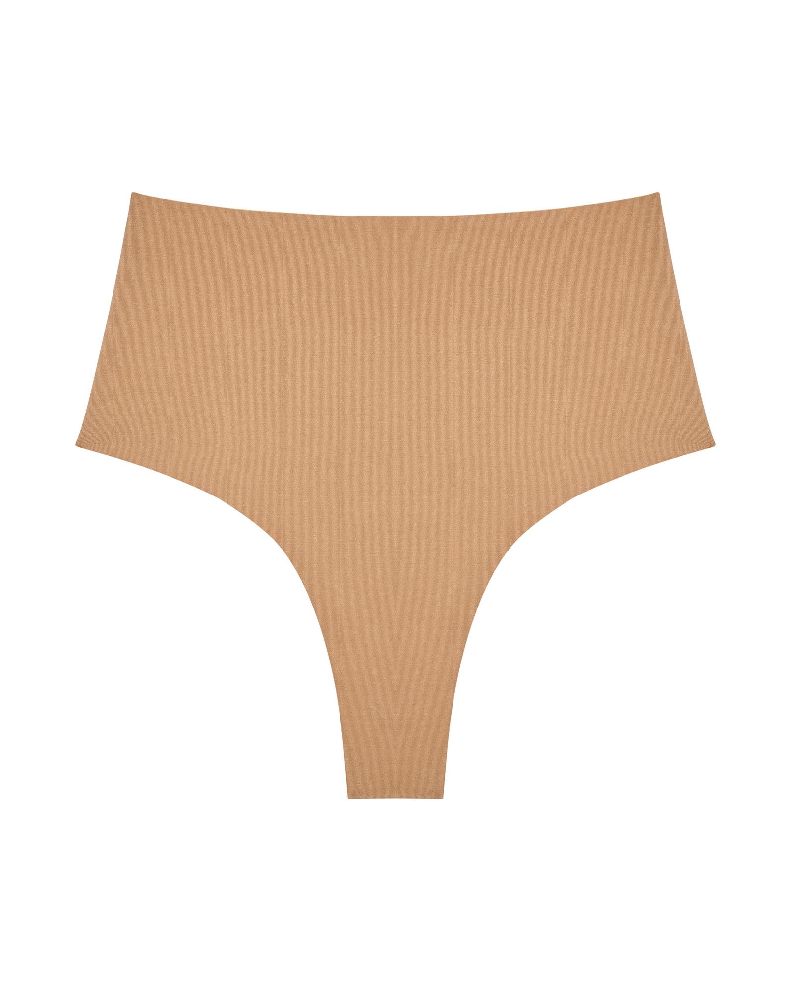 Panty Promise Organic Cotton High Rise Thong in beige