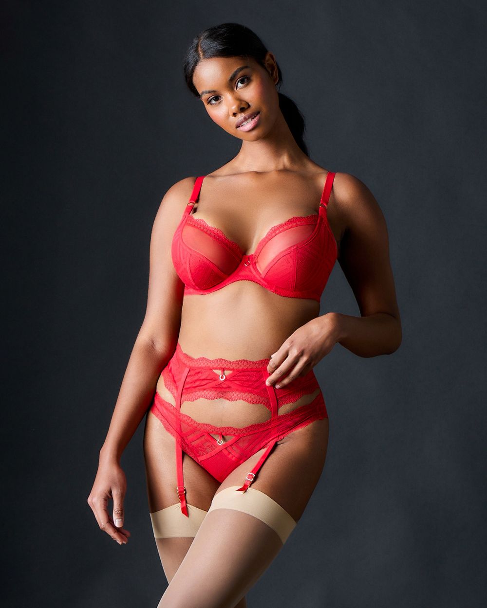 Freya Fatale Underwire Plunge Bra in red