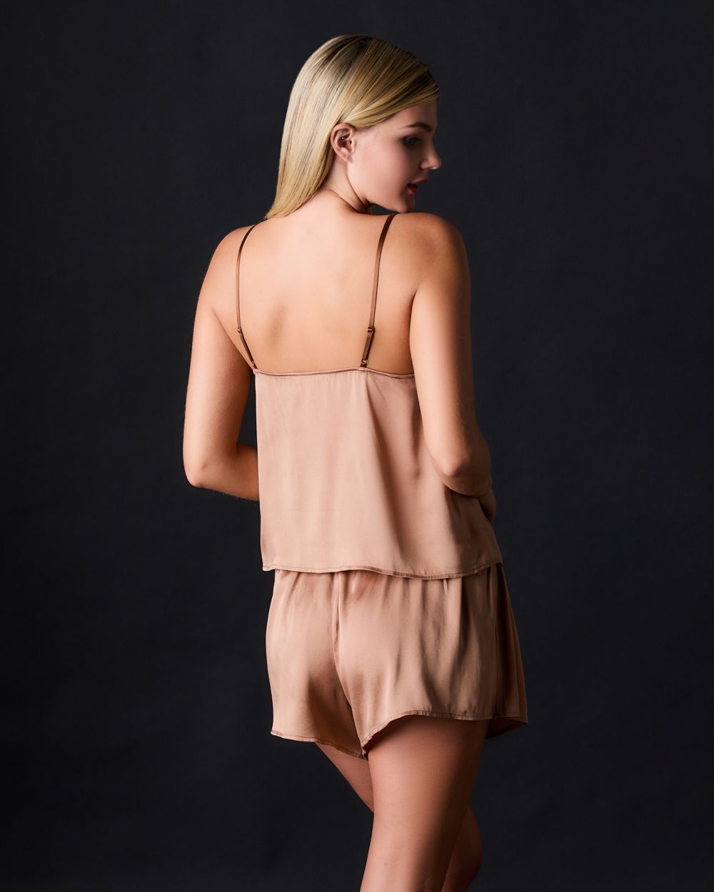 Skin Sandwashed Stretch Silk Tierney Cami in beige
