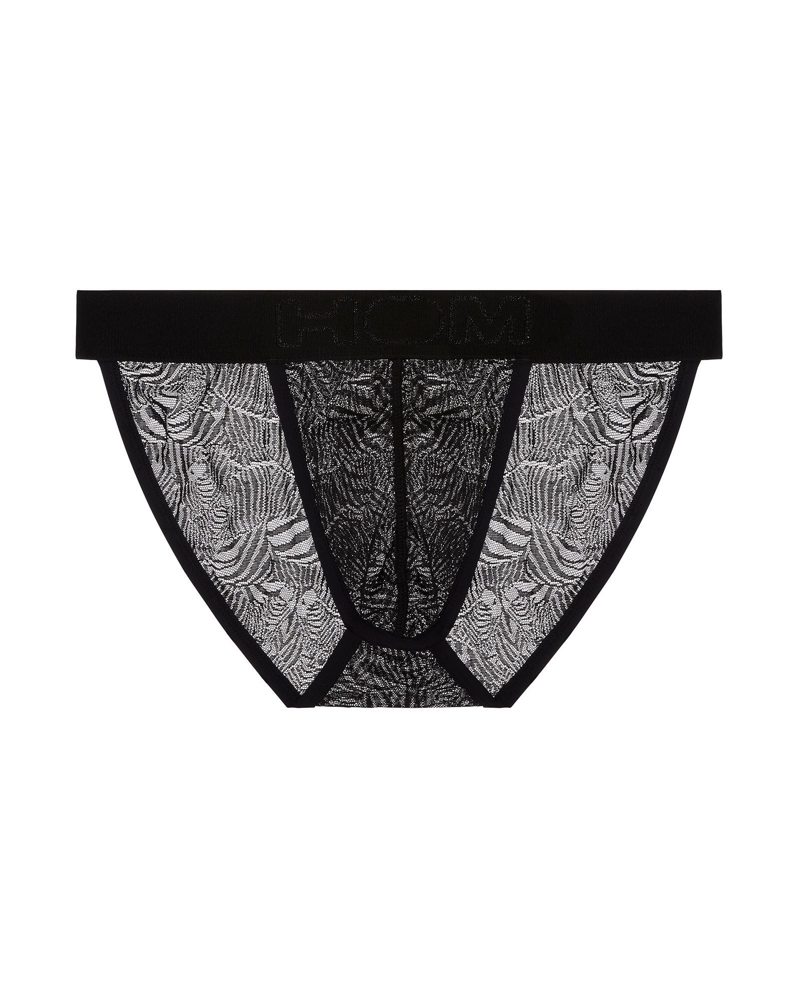 HOM Zebra Lace Tanga Briefs in black