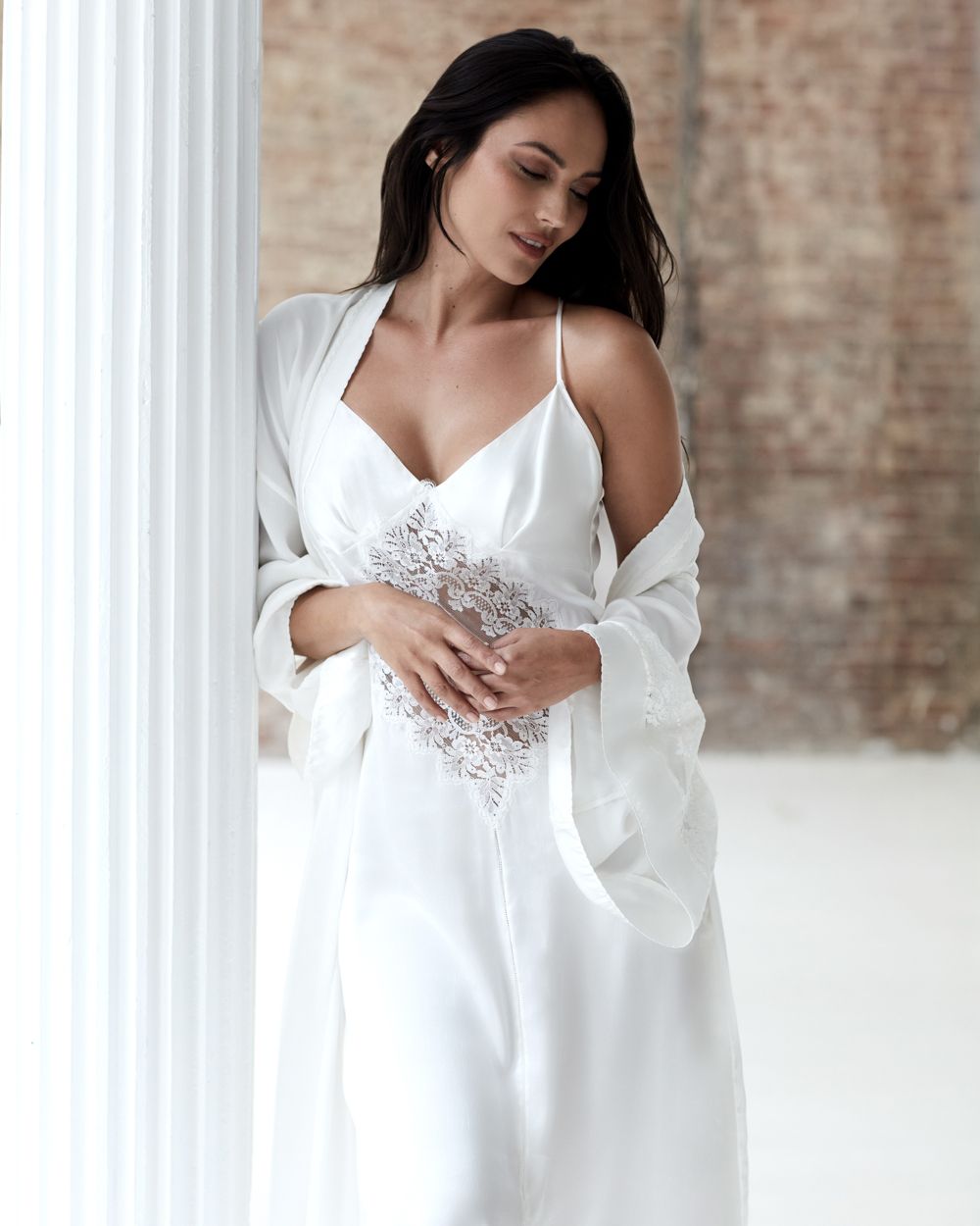 Shell Belle Alice Long Slip in white