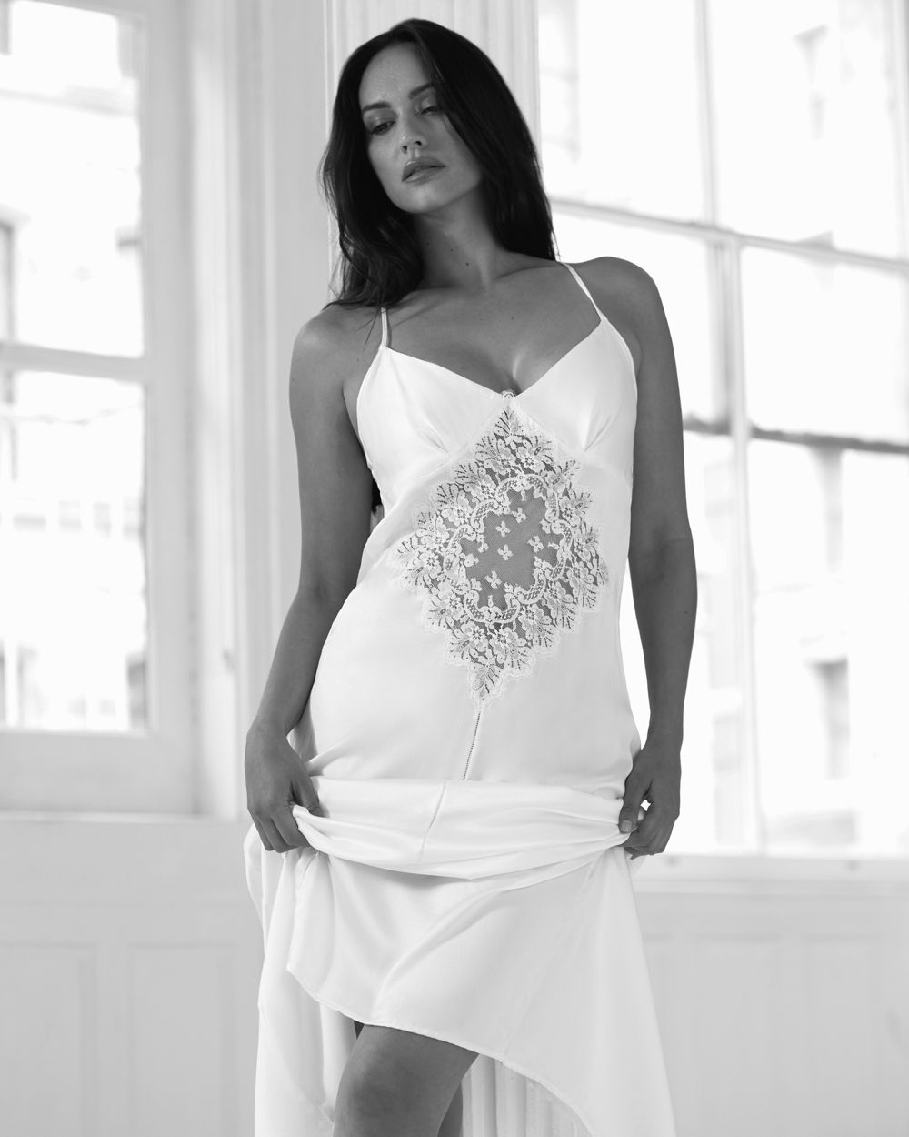 Shell Belle Alice Long Slip in white