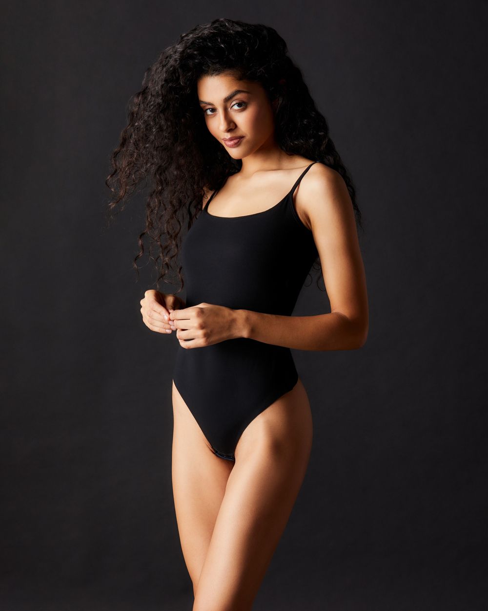 Collezione Privata Pino Modal Thong Back Bodysuit in black