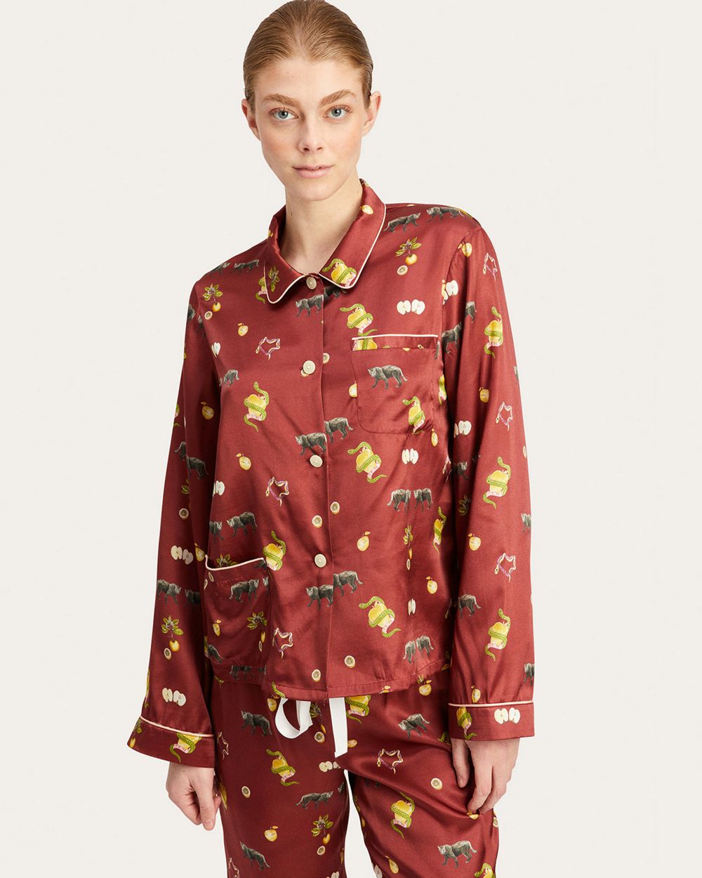 Morgan Lane Forbidden Fruit Ruthie Pajama Top in red