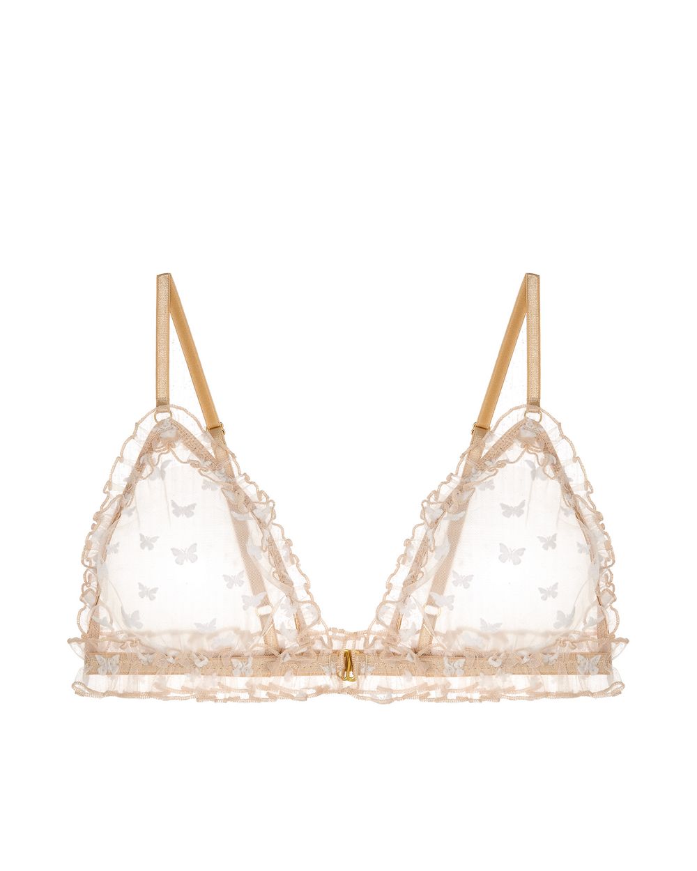 Le Petit Trou Papillion Ruffled Triangle Bra in white