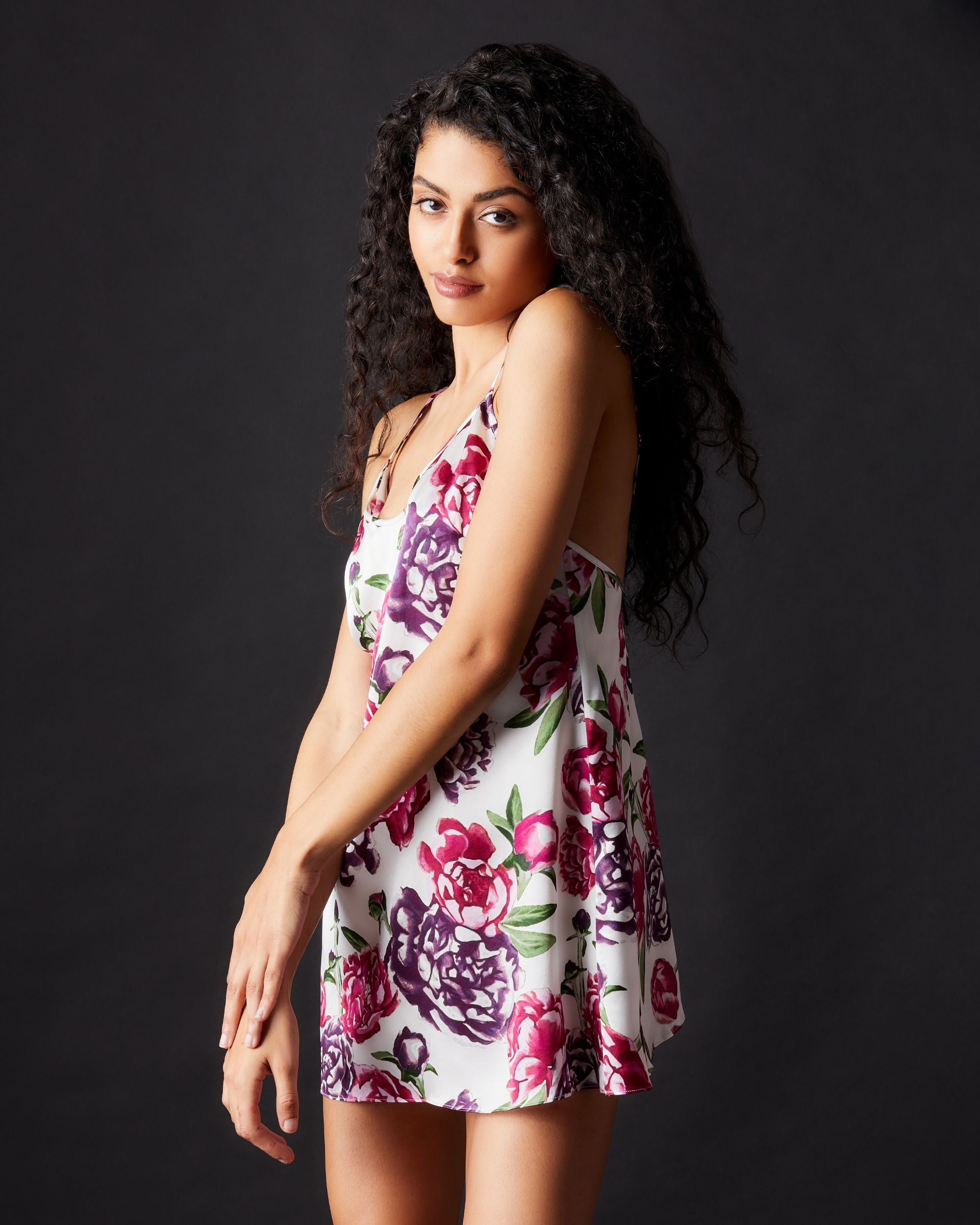 Journelle Celine Printed Low Back Slip in pink