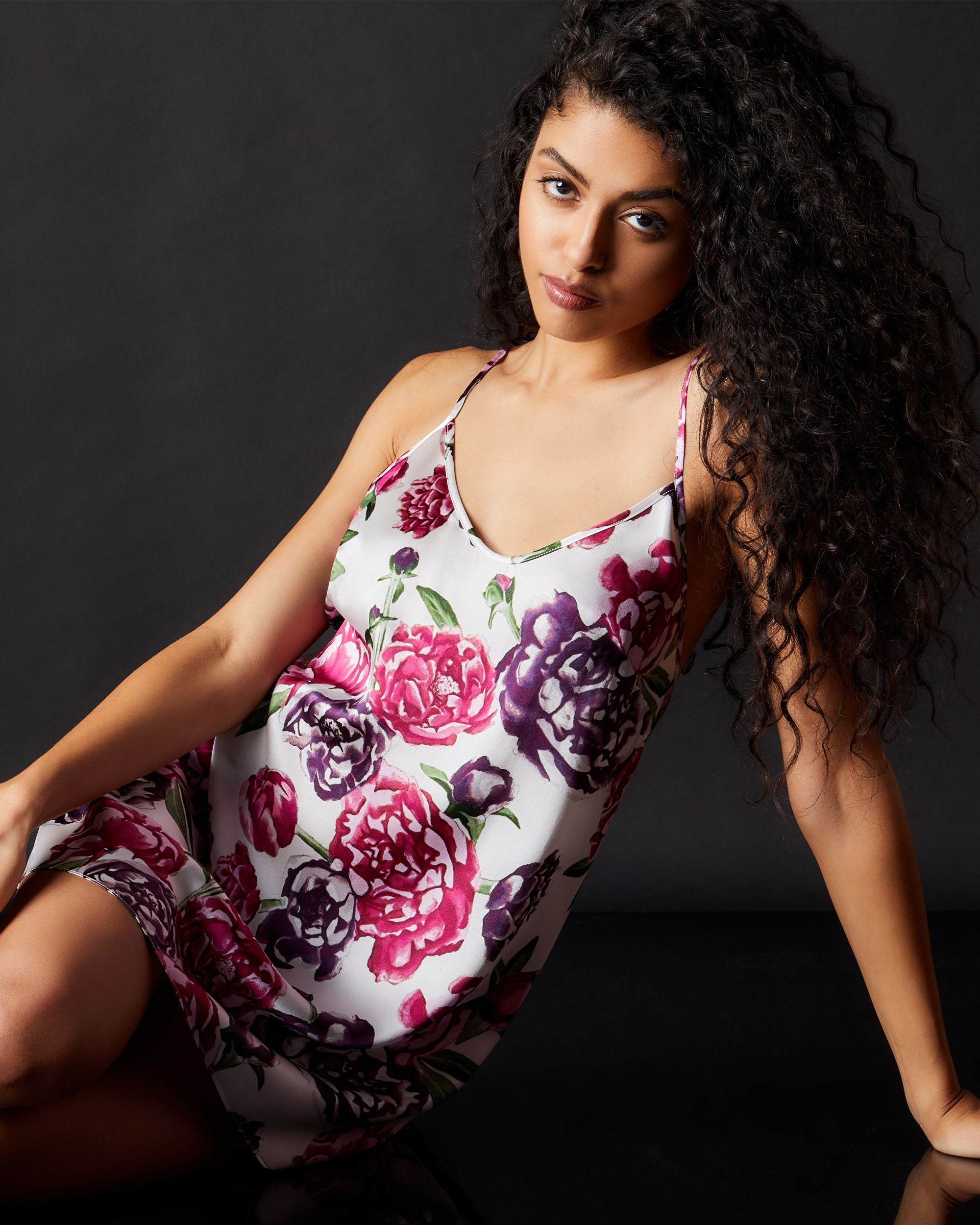 Journelle Celine Printed Low Back Slip in pink