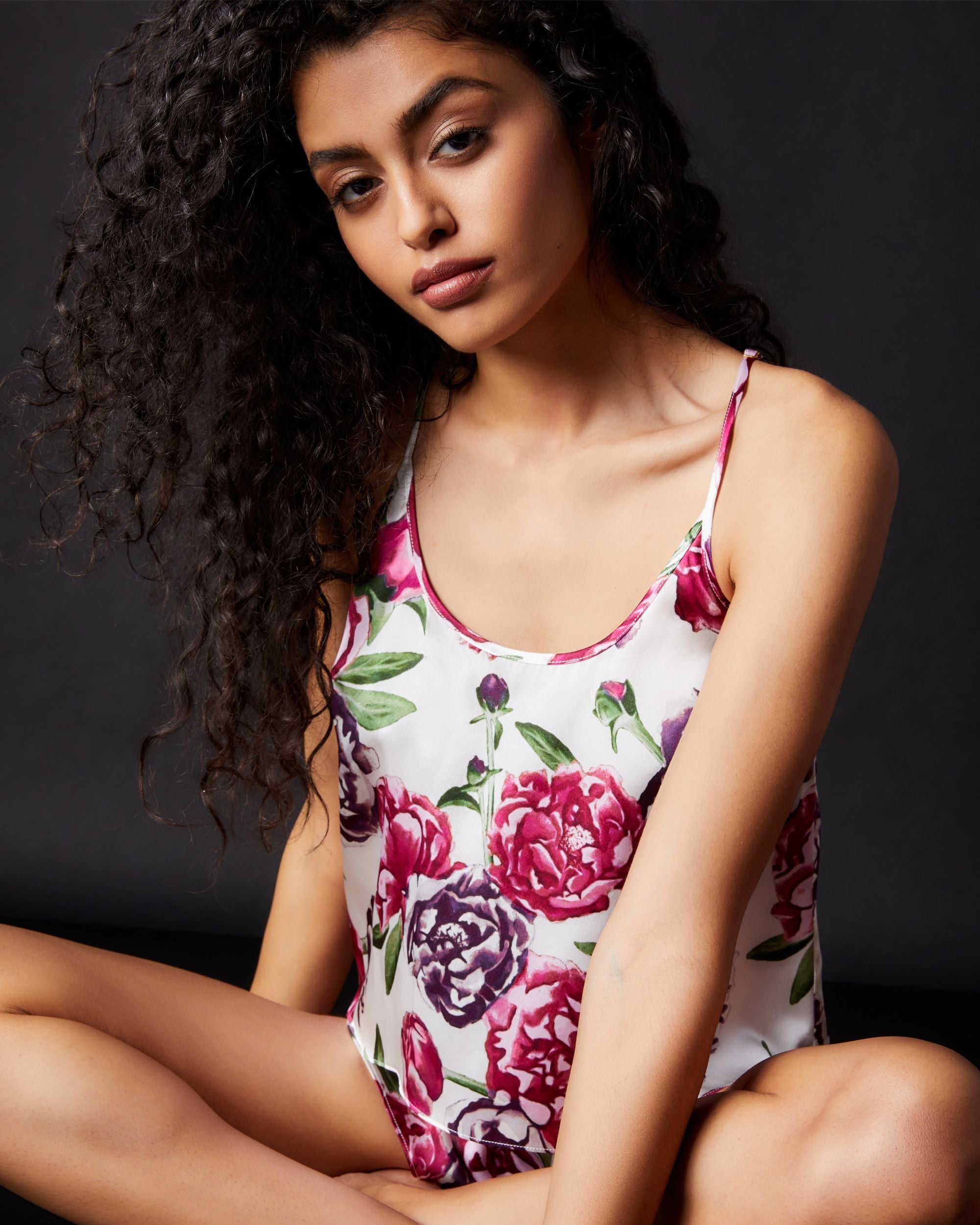 Journelle Celine Printed Open Back Cami in pink