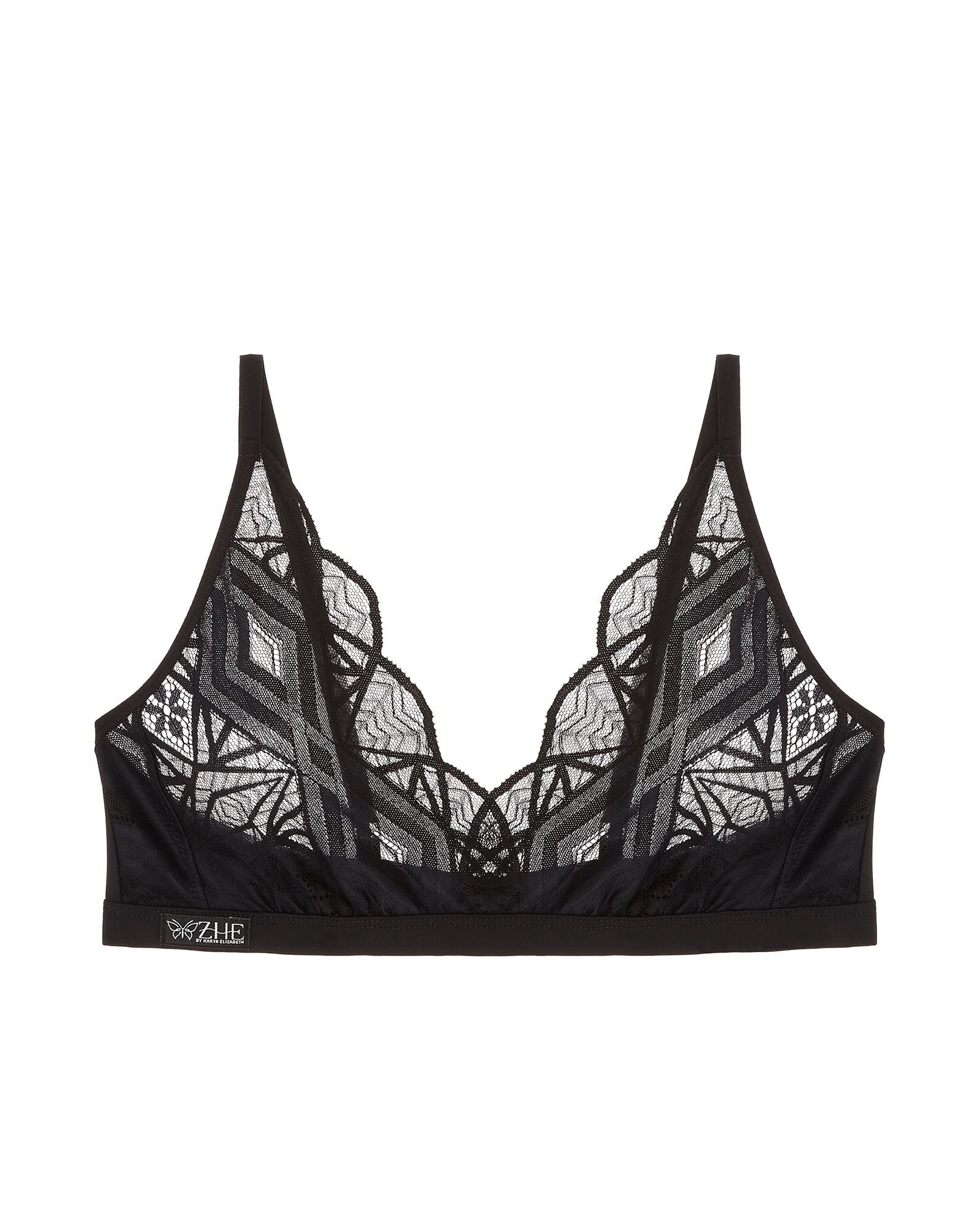 Zhe Wicked Sheer Lace Bralette in black