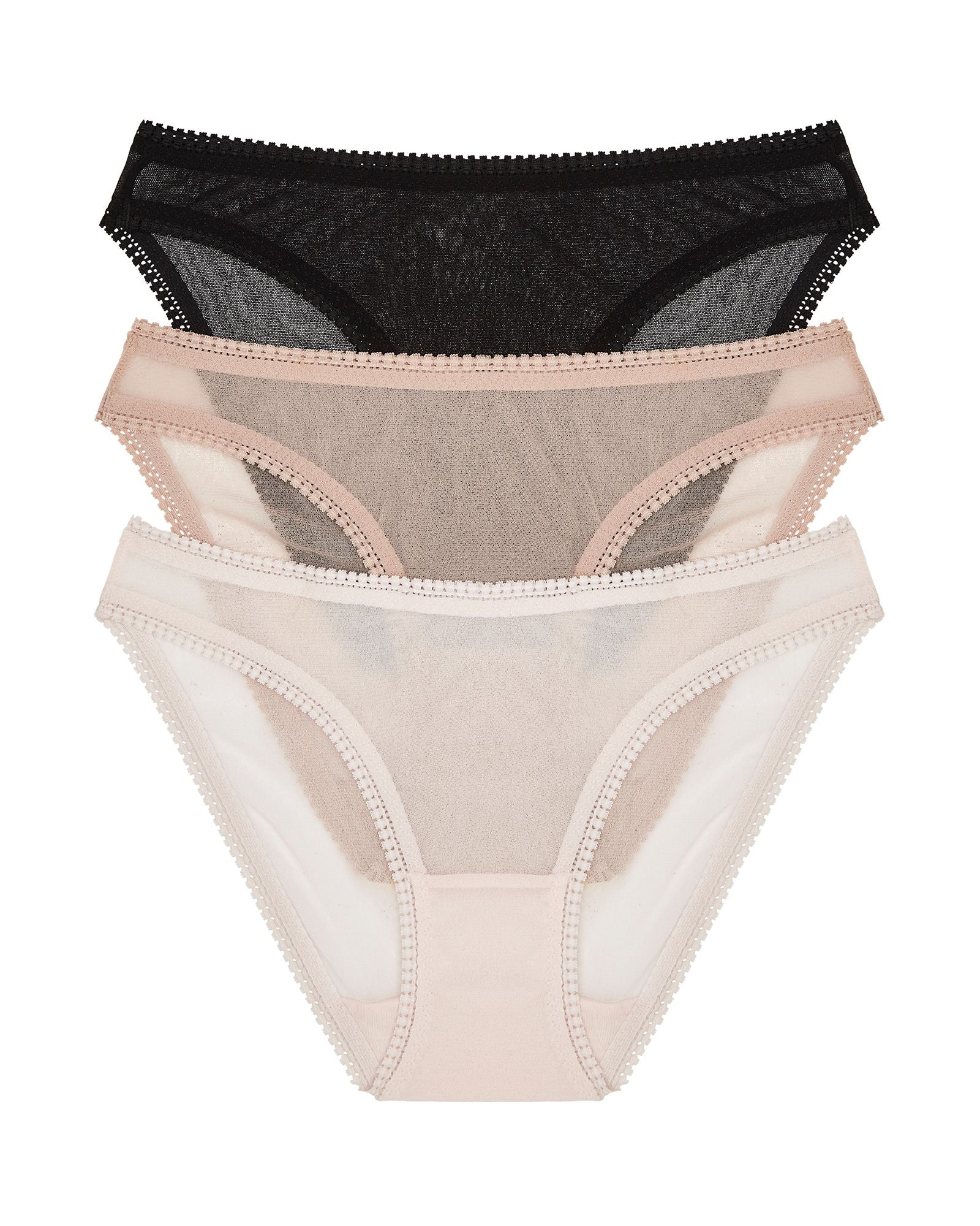 OnGossamer Mesh Hip Bikini 3 Pack in black