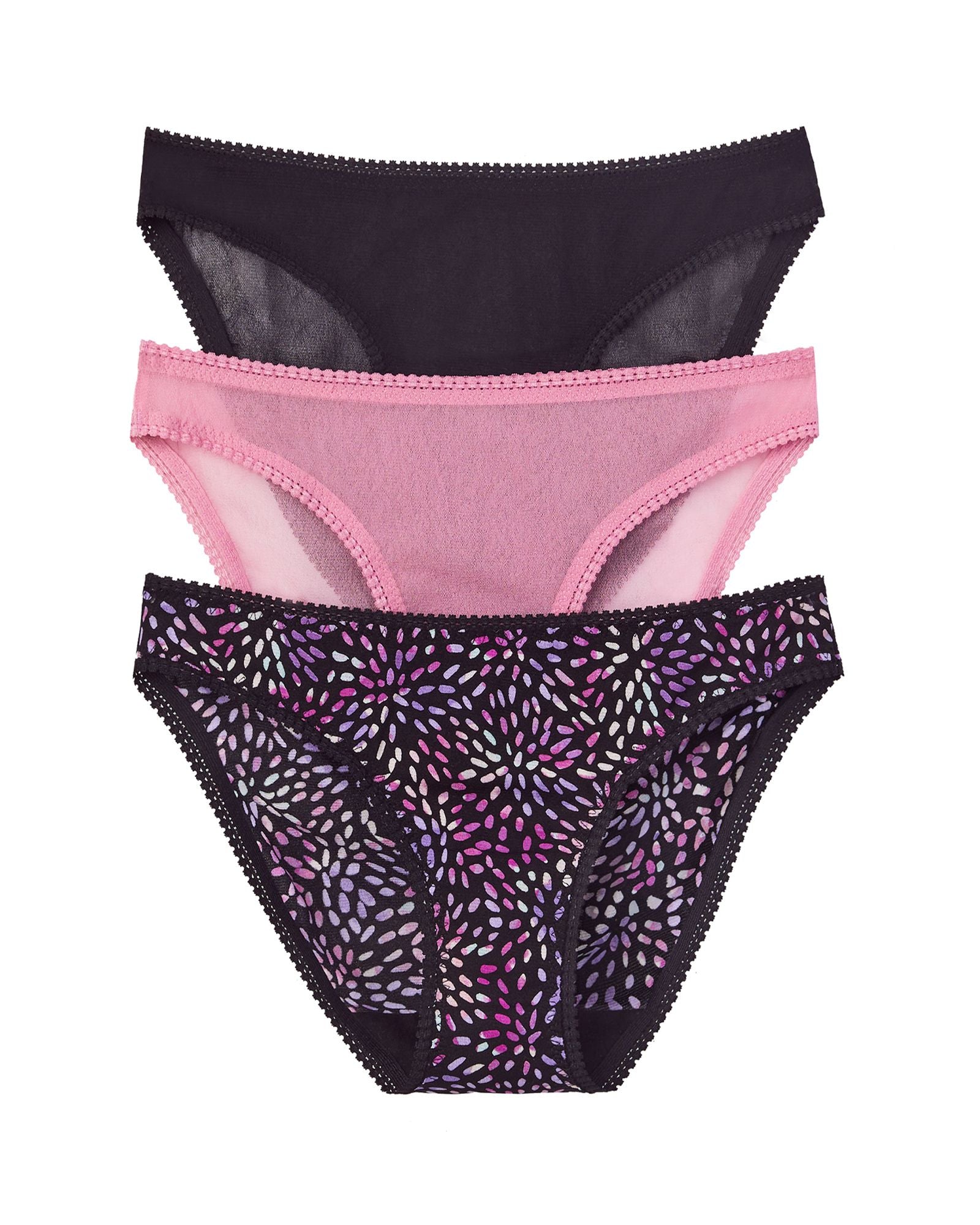 OnGossamer Mesh Hip Bikini 3 Pack in black