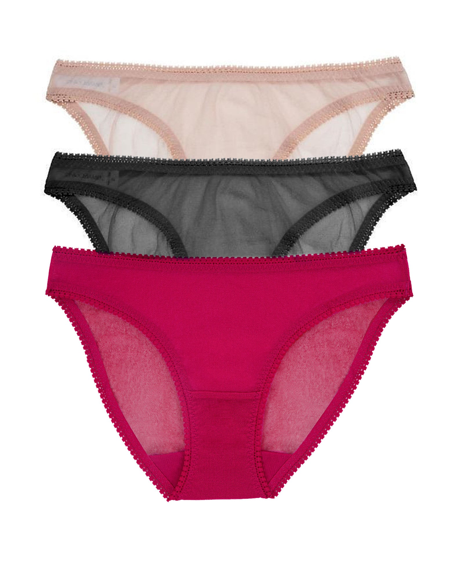OnGossamer Mesh Hip Bikini 3 Pack in red